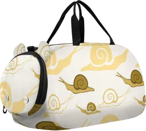 Snails Cartoon Sports Duffle Bag for Girls Boys, Gym Bag with Shoe Compartment, Kids Travel Overnight Weekender Shoulder Bag