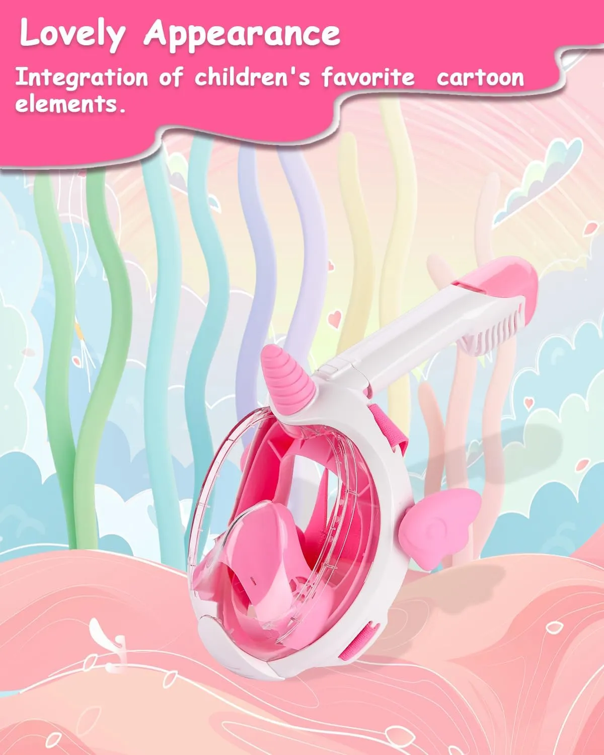 Snorkel Mask for Kids, Full Face Snorkeling Gear with180° Panoramic View, Snorkeling Set Anti-Fog Anti-Leak for Boys Girls