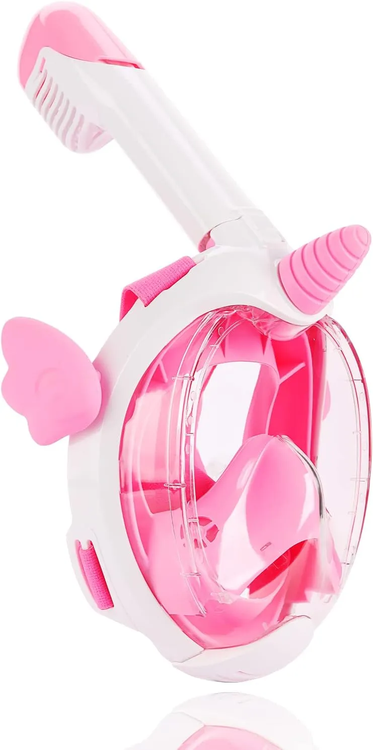 Snorkel Mask for Kids, Full Face Snorkeling Gear with180° Panoramic View, Snorkeling Set Anti-Fog Anti-Leak for Boys Girls