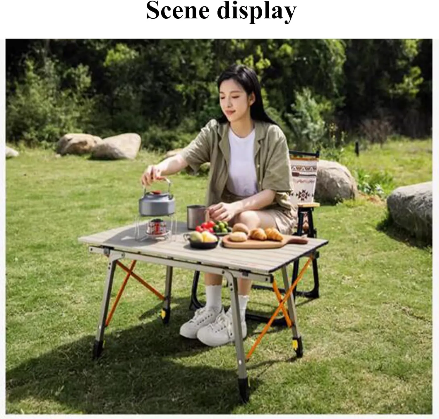 SOBOUR Aluminum Alloy Camping Table Folding Picnic Tables Ultralight Compact Camping Table Roll Up Table Top for Camping Hiking