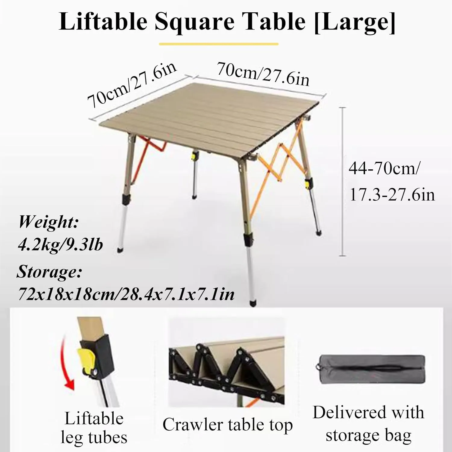 SOBOUR Aluminum Alloy Camping Table Folding Picnic Tables Ultralight Compact Camping Table Roll Up Table Top for Camping Hiking