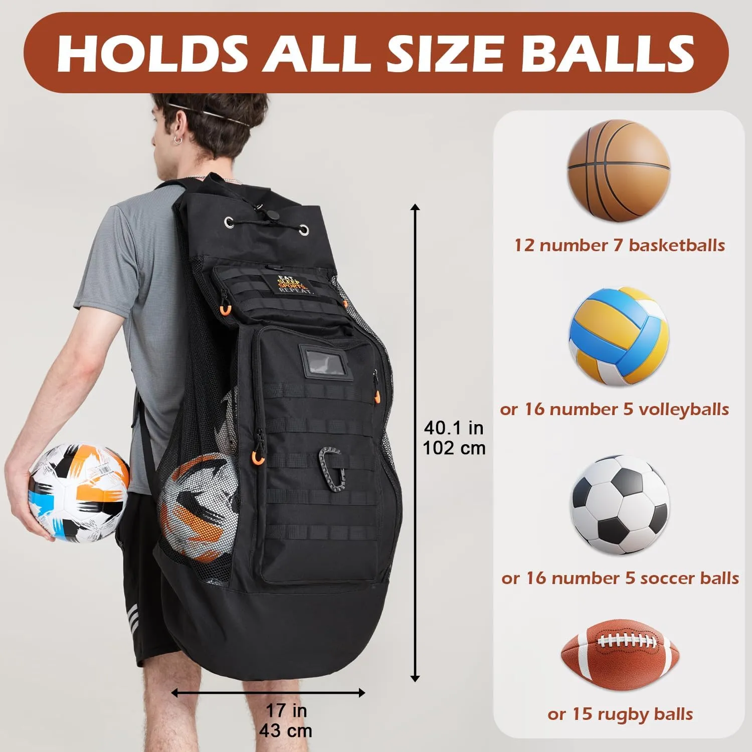 Soccer Ball Bags for Coaches, Extra Large Mesh Ball Bag with Shoulder Strap for Basketball, Soccer Training