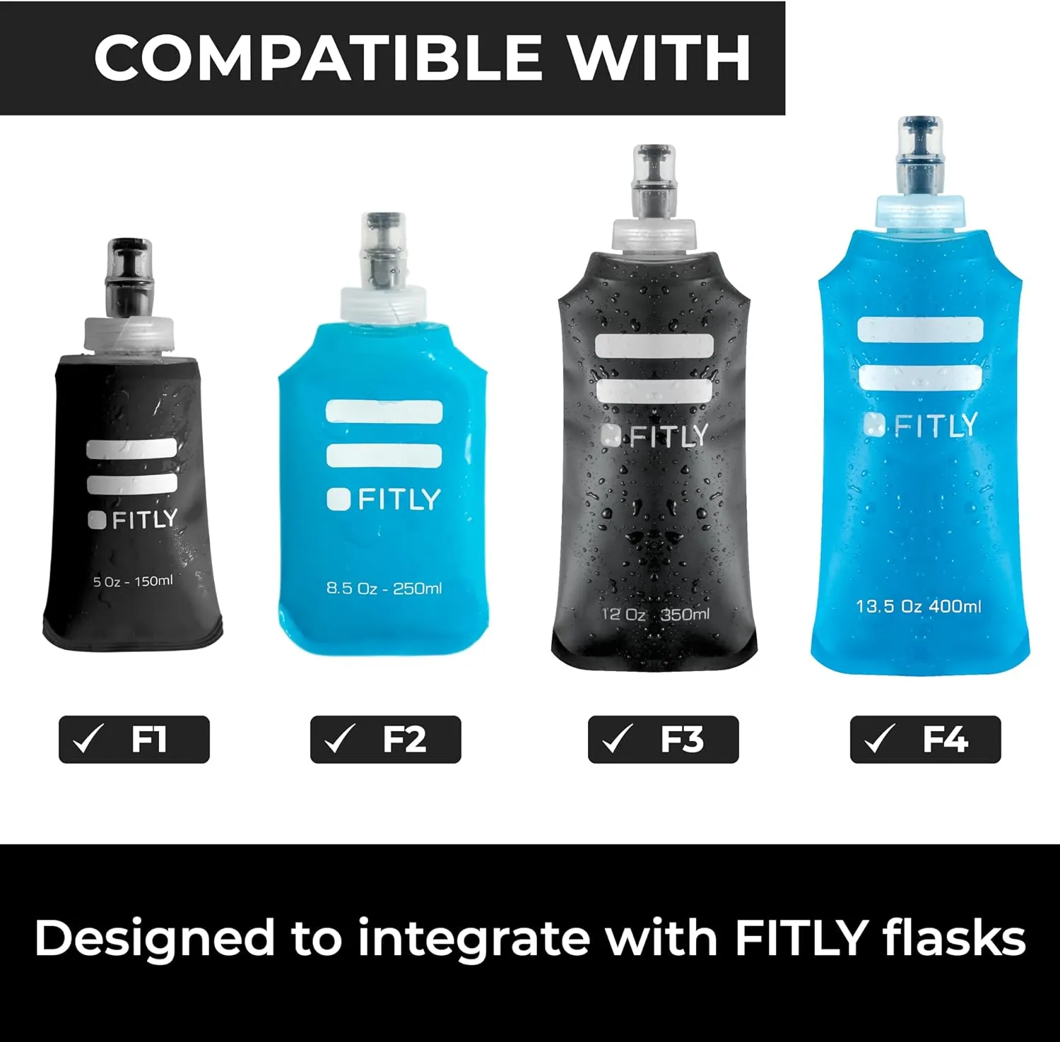 Soft Flask - Shrink As You Drink Soft Water Bottle for Hydration Pack - Folding Water Bottle Ideal for Running, Hiking, Cycling, Climbing & Rigorous Activity
