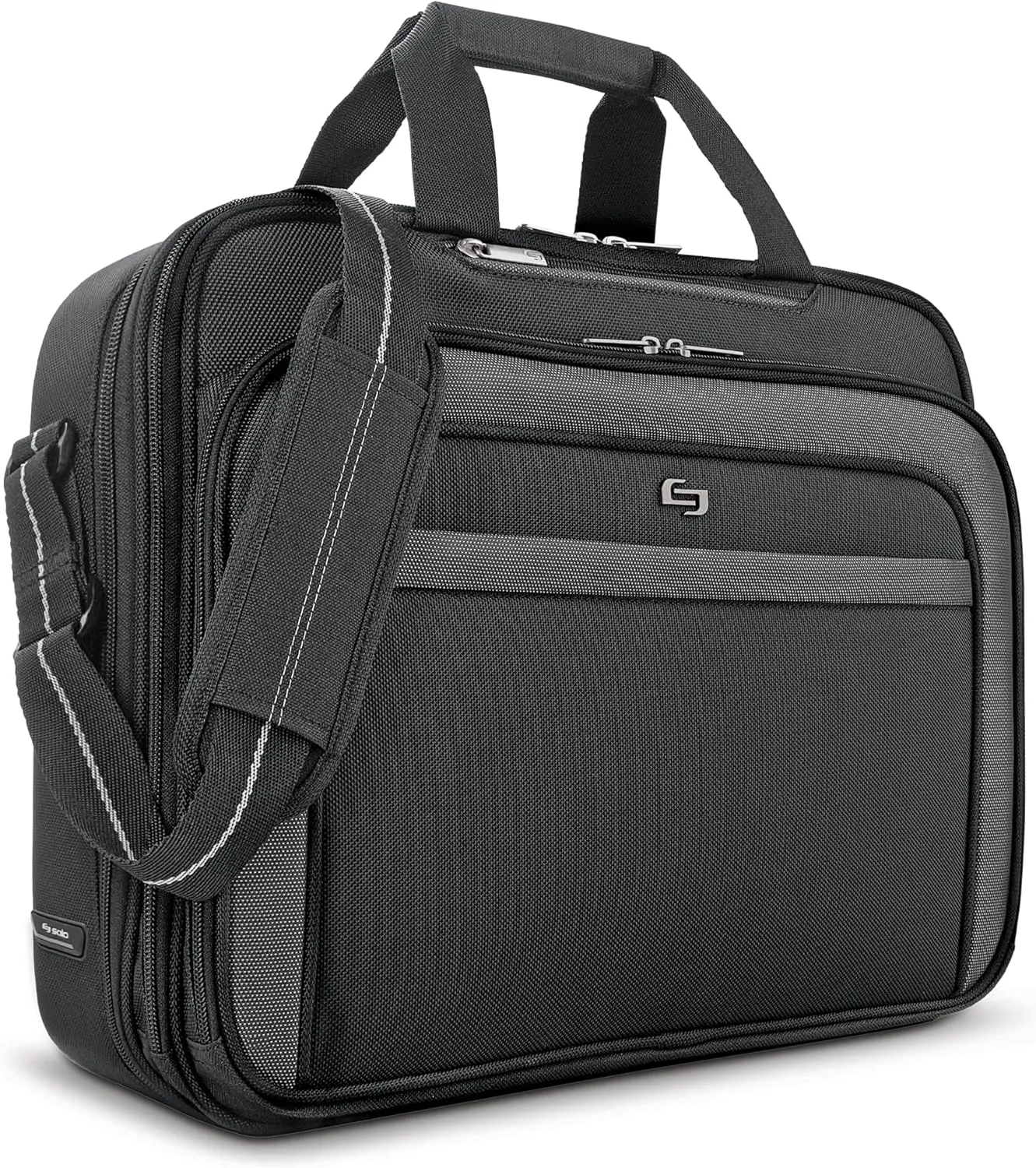 Solo New York Empire 17.3-Inch Laptop Briefcase, TSA Friendly, Black/Grey