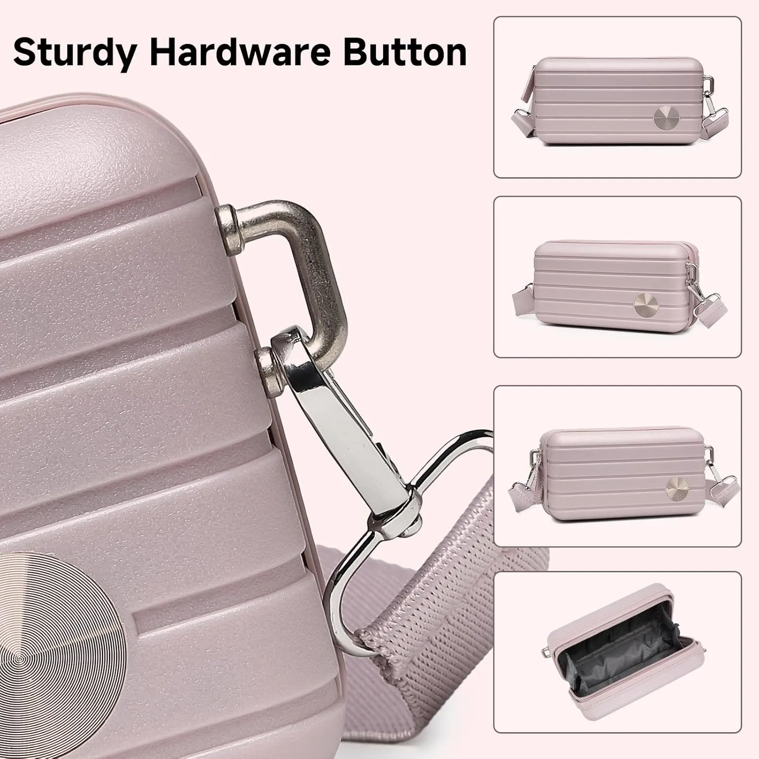 Somago Hard Shell Suitcase Handbag with Adjustable Strap Mini Cosmetic Handbag Cell Phone Purse Bag for 6.9" Shoulder Bag(Nude Pink)