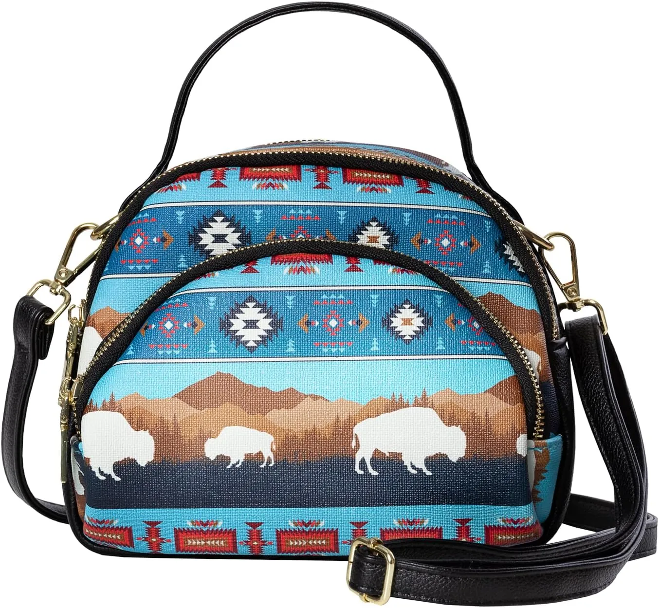 Southwest Crossbody Bags For Women, Handbags, Shoulder Bag, Purse, Pu Leather, With Adjustable Strap