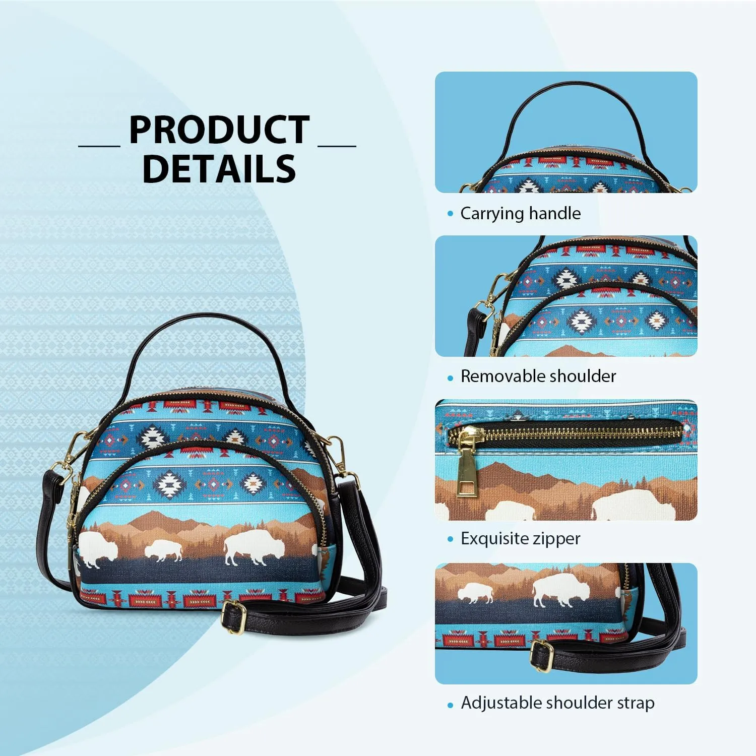 Southwest Crossbody Bags For Women, Handbags, Shoulder Bag, Purse, Pu Leather, With Adjustable Strap