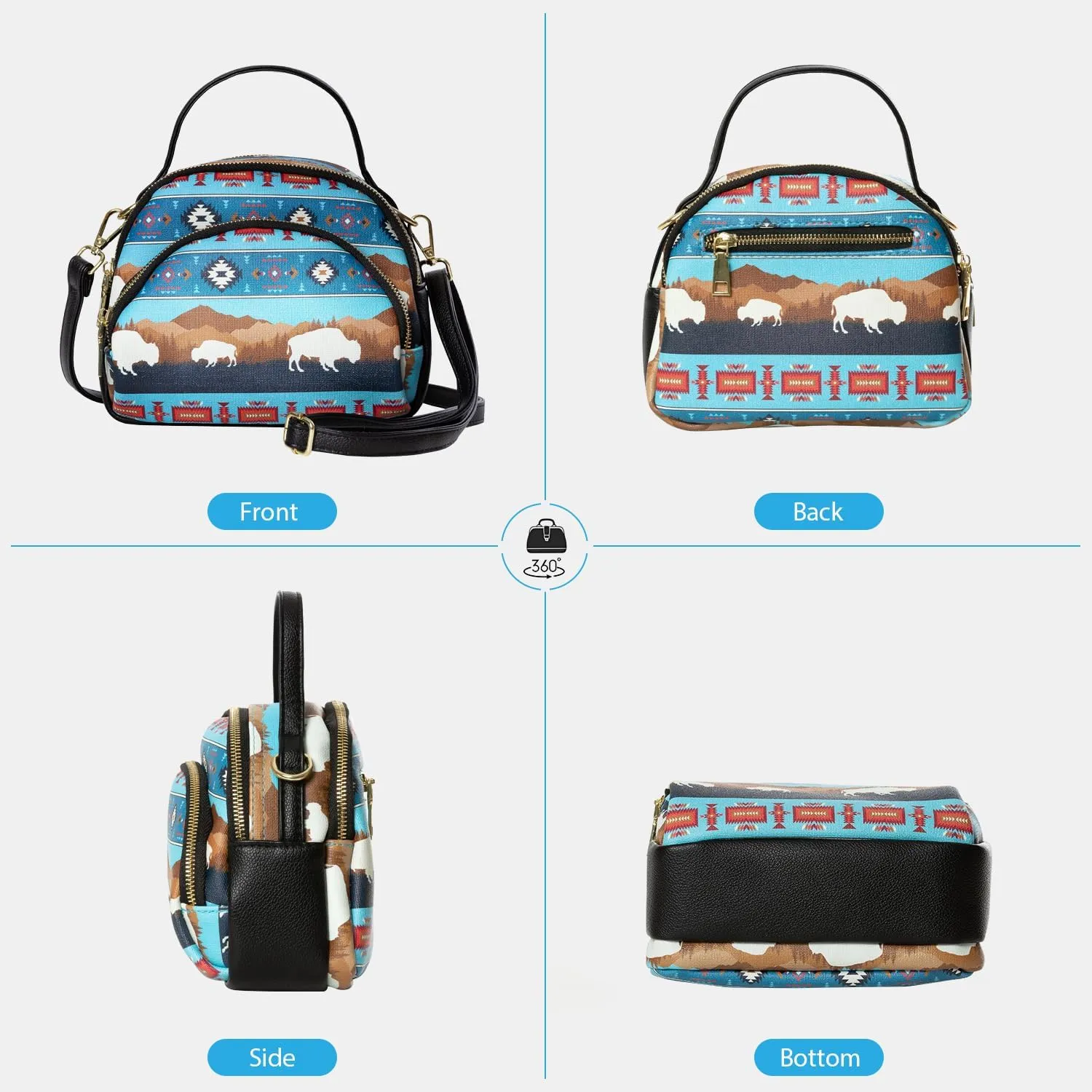 Southwest Crossbody Bags For Women, Handbags, Shoulder Bag, Purse, Pu Leather, With Adjustable Strap