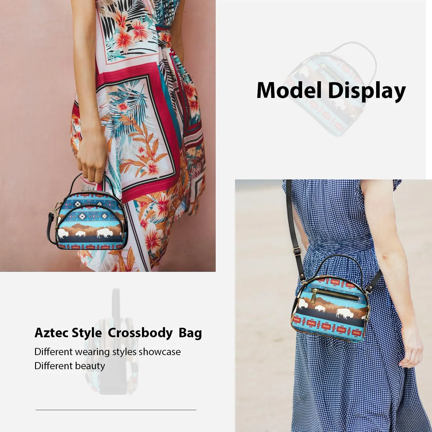 Southwest Crossbody Bags For Women, Handbags, Shoulder Bag, Purse, Pu Leather, With Adjustable Strap