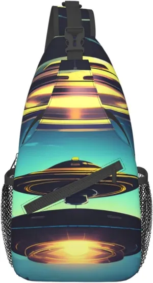 Spacecraft Descend Crossbody Bag, Men'S And Women'S Chest Crossbody Bag, Zipper Closure, Strap Length Adjustable