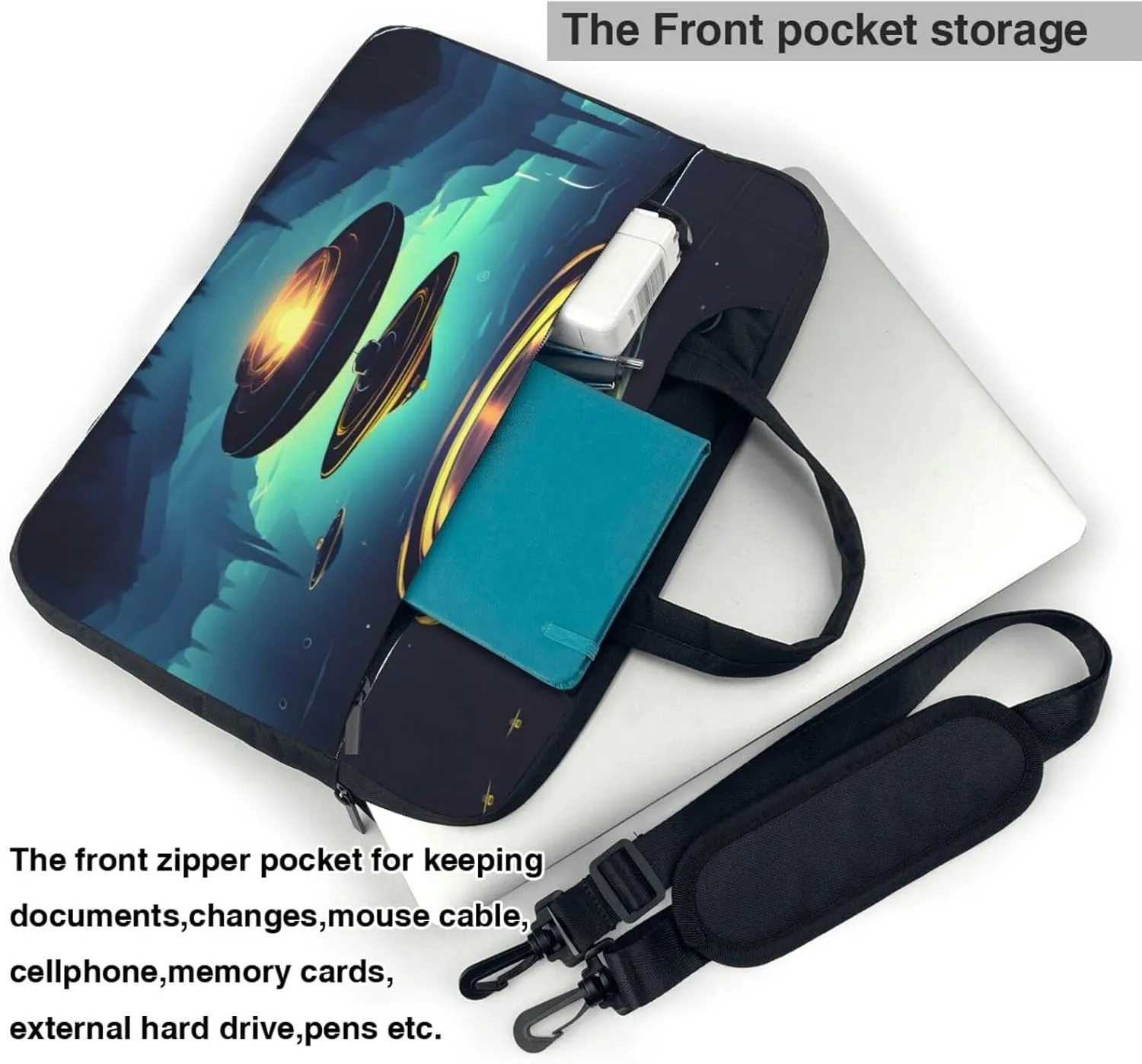 Spacecraft descend Prints Laptop Bag - with Soft Interior, Multiple Pockets - Ideal for Men, Travel and Business