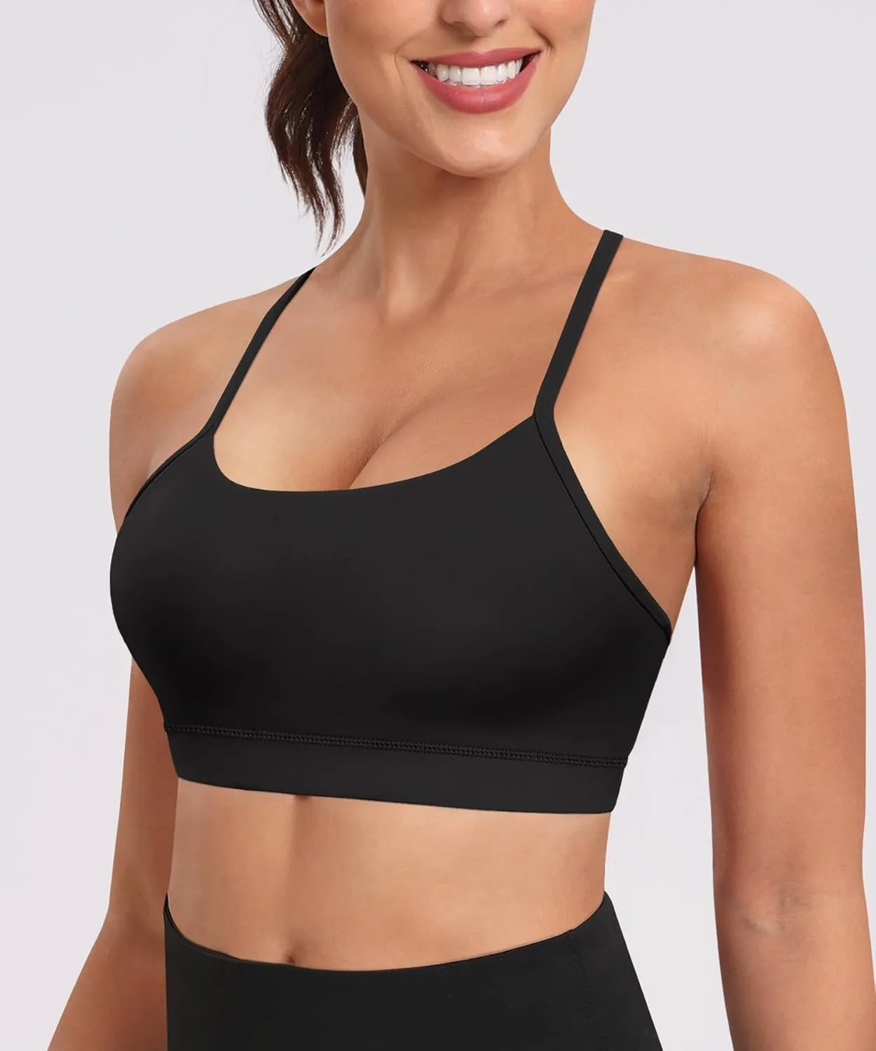 Spaghetti Strap Padded Sports Bras for Women - Y Back Yoga Workout Tops (3 Pack)