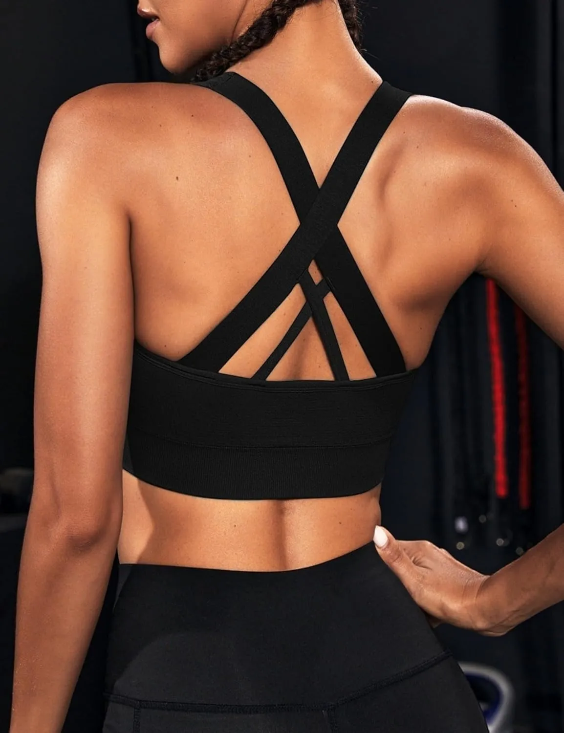 Sports Bra for Women, High Support Criss-Cross Back Padded Strappy Push up Sports Bras with Removable Cups Workout Yoga Top