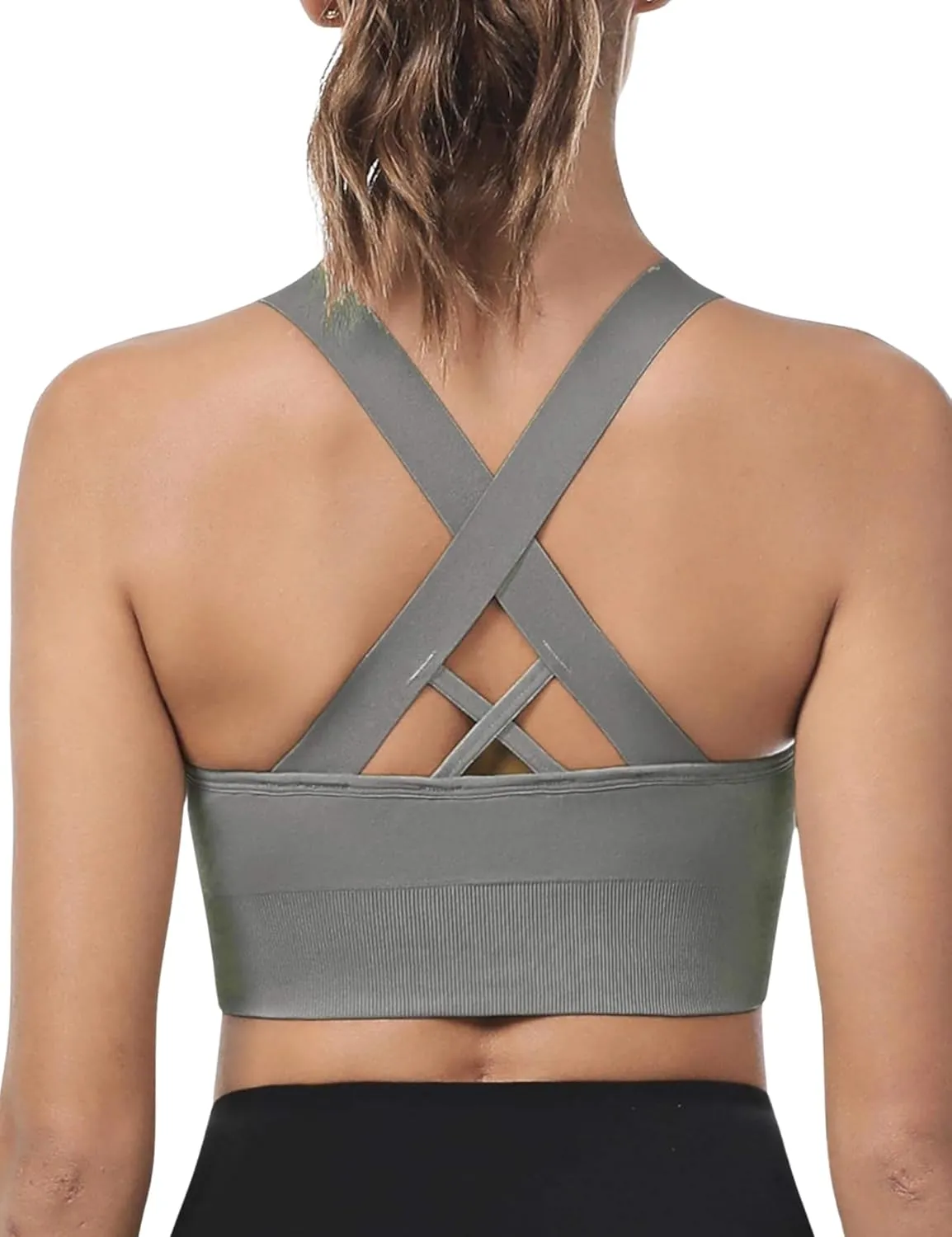 Sports Bra for Women, High Support Criss-Cross Back Padded Strappy Push up Sports Bras with Removable Cups Workout Yoga Top
