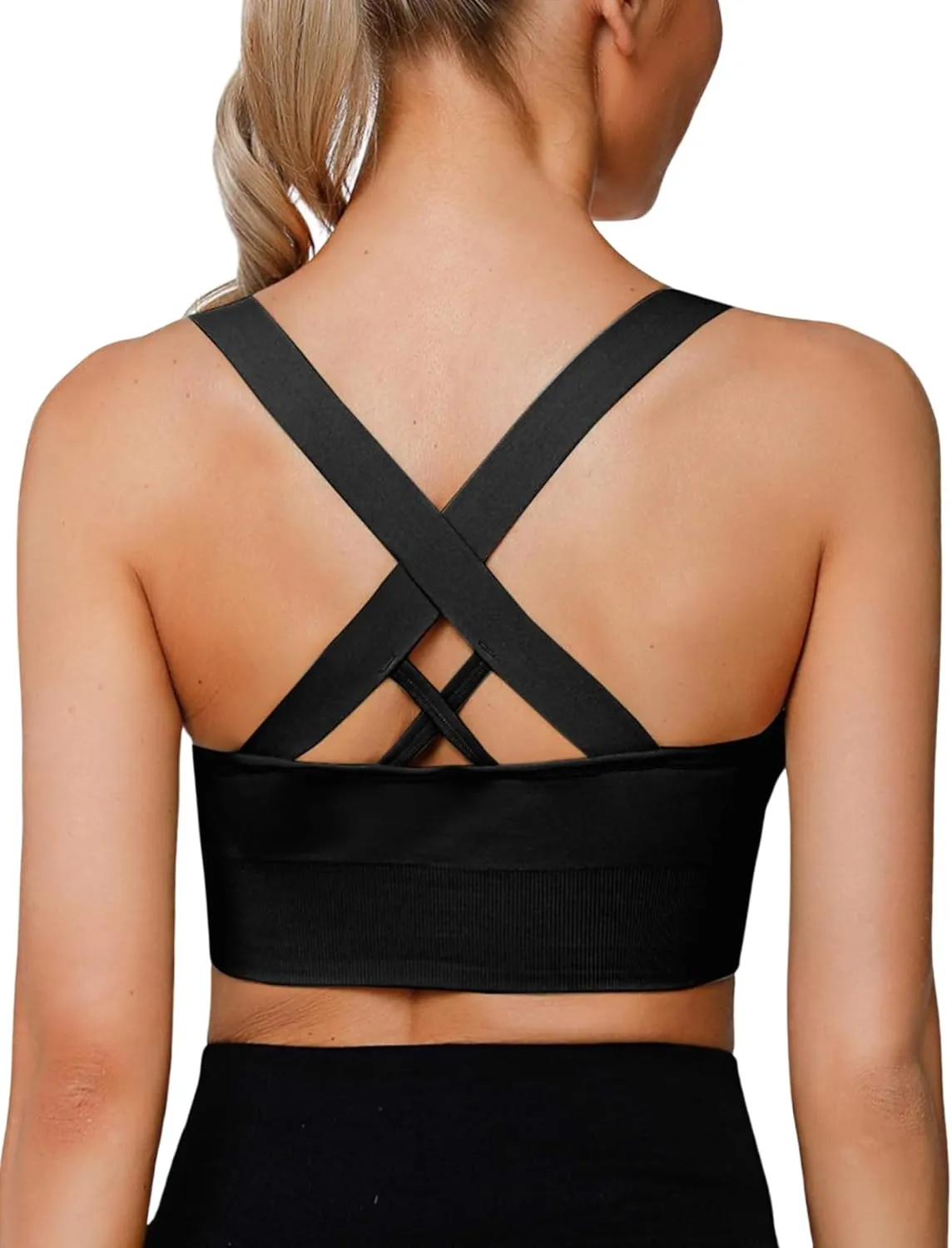 Sports Bra for Women, High Support Criss-Cross Back Padded Strappy Push up Sports Bras with Removable Cups Workout Yoga Top