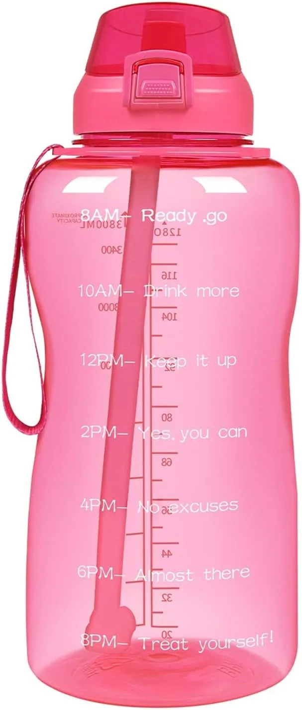 Sports Cup Large-Capacity Outdoor Sports Water Bottle with Rebound Straw Plastic Cup Rope Water Cup