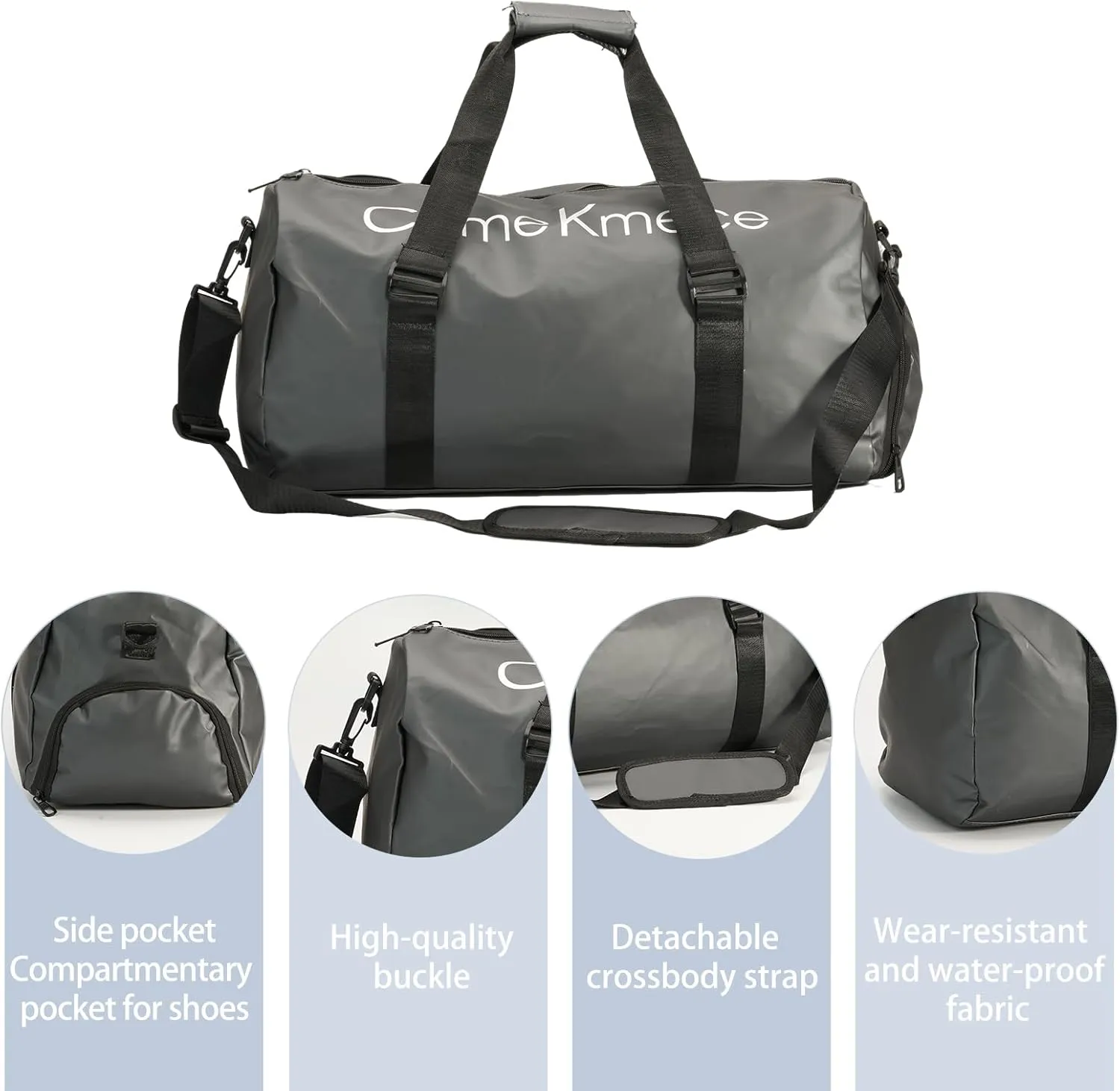 Sports Gym Duffle Bag, Workout bag,Waterproof Duffel Bag,Gym Bag with Shoe Compartment, duffle bag with compartments,Handbag Can be Carried Diagonally (Grey)