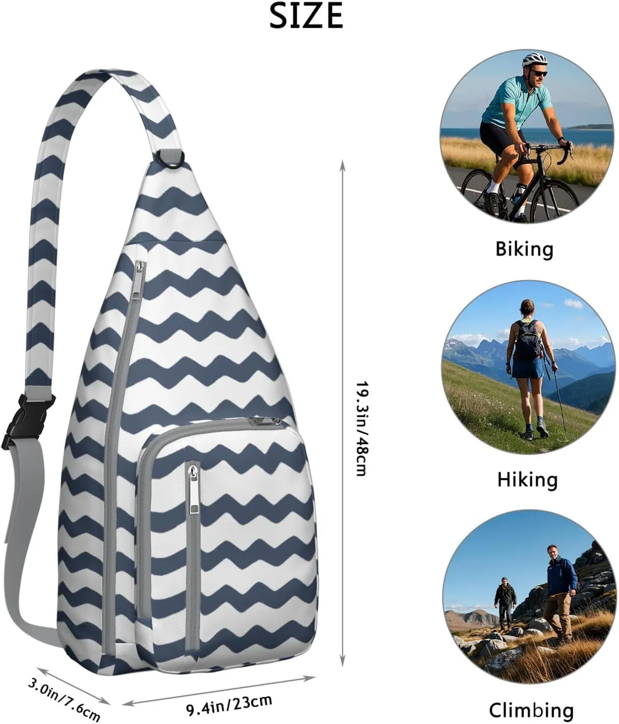 Spring Summer Beach Wave Crossbody Bag Daypack for Women Men Lightweight Waterproof Sling Bag Backpack Hiking Cycling