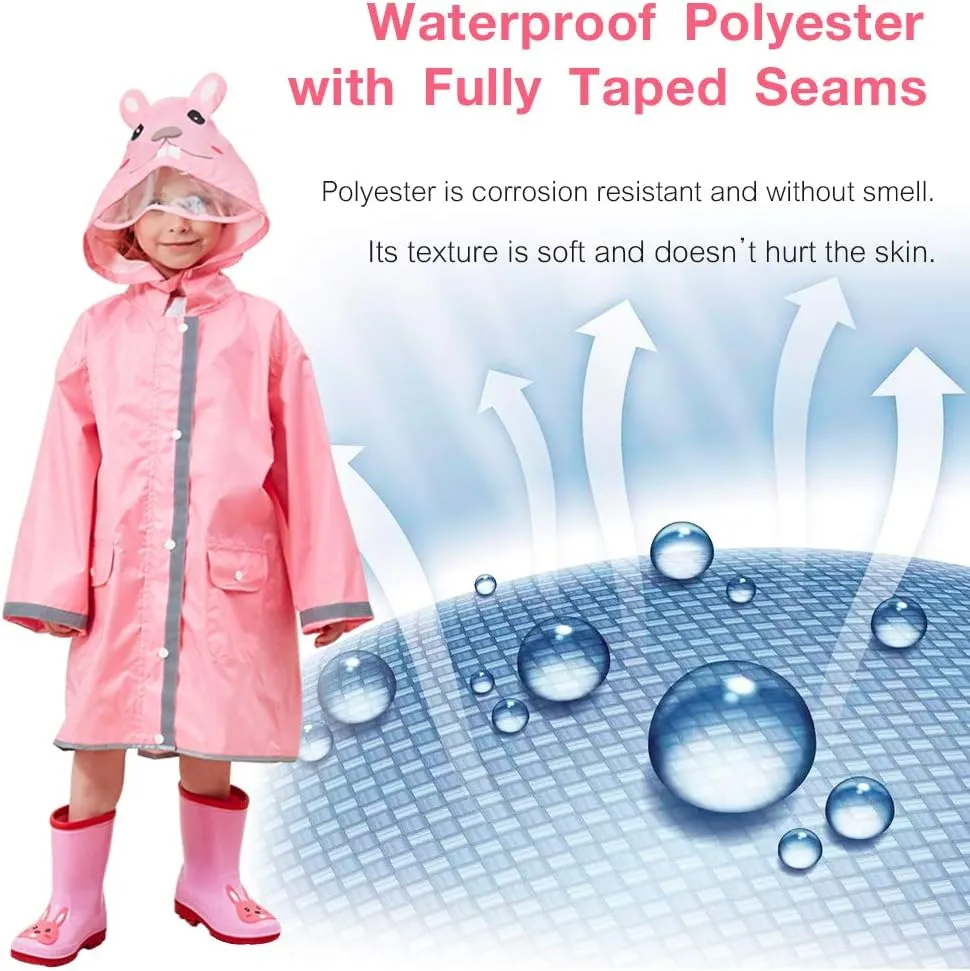 SSAWcasa Rain Poncho Kids with Hood, Toddler Rain Jacket Coat Girls Boys, Children Baby Raincoat Rainwear Gear Outerwear