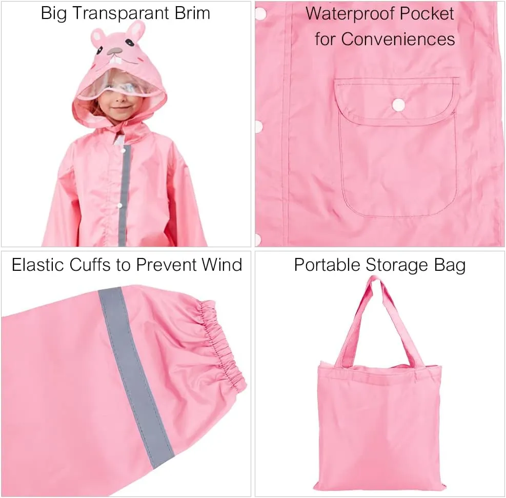 SSAWcasa Rain Poncho Kids with Hood, Toddler Rain Jacket Coat Girls Boys, Children Baby Raincoat Rainwear Gear Outerwear