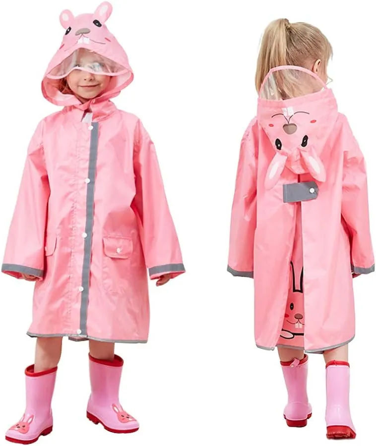 SSAWcasa Rain Poncho Kids with Hood, Toddler Rain Jacket Coat Girls Boys, Children Baby Raincoat Rainwear Gear Outerwear