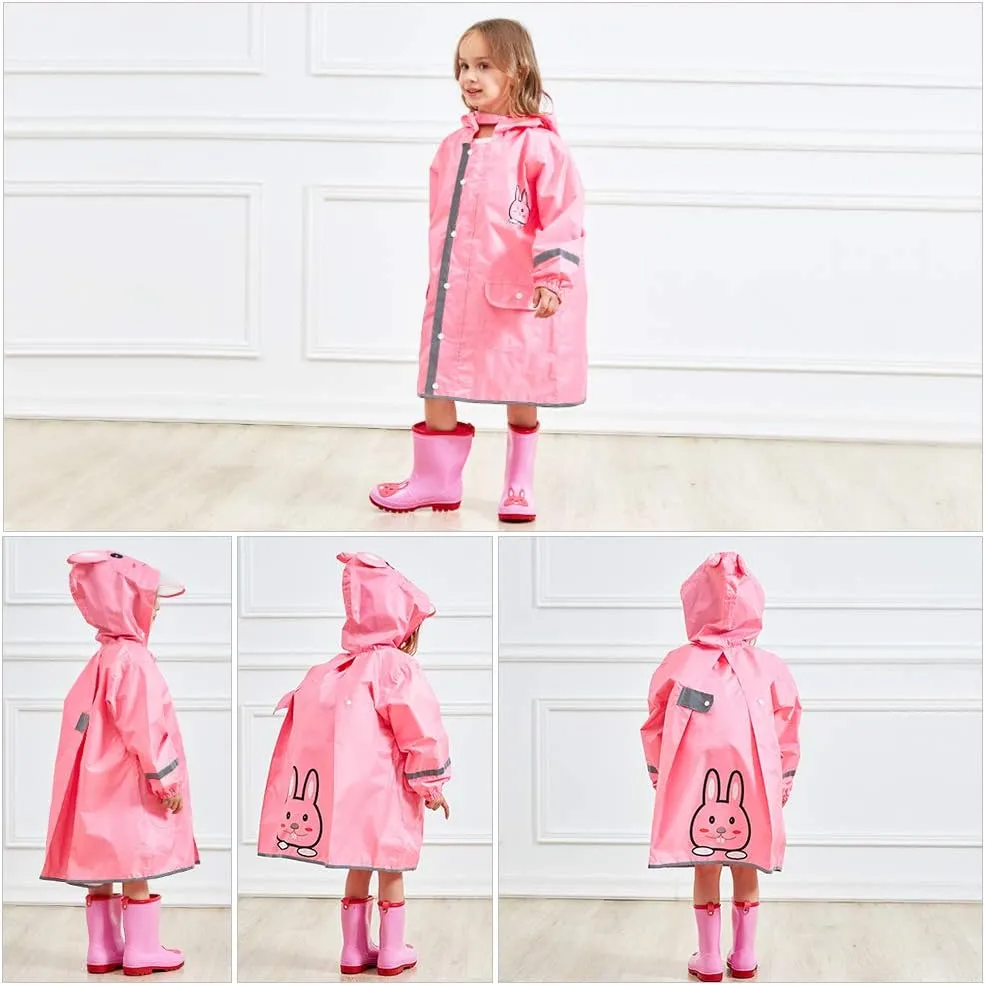 SSAWcasa Rain Poncho Kids with Hood, Toddler Rain Jacket Coat Girls Boys, Children Baby Raincoat Rainwear Gear Outerwear
