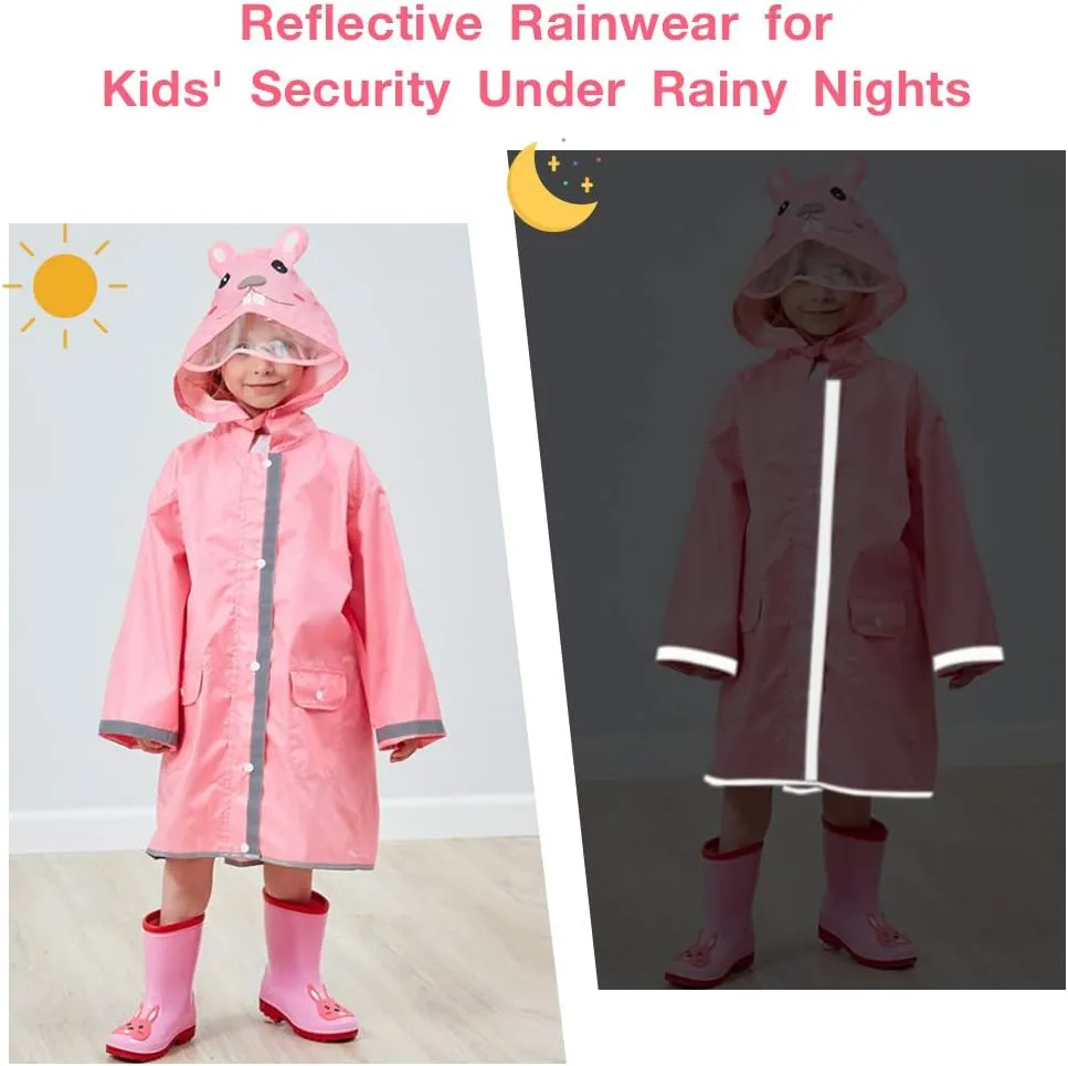 SSAWcasa Rain Poncho Kids with Hood, Toddler Rain Jacket Coat Girls Boys, Children Baby Raincoat Rainwear Gear Outerwear