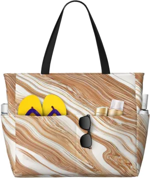 SSIMOO Wavy Colored Earthen Spacious Beach Travel Bagâ€“reusable Grocery Tote, Multifunctional Beach Vacation Bag, Black