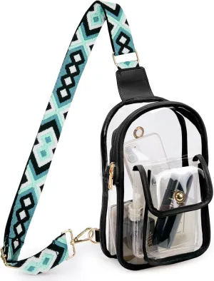 Stadium Approved Clear Crossbody Sling Bag – Transparent Purse for Concerts,Sports Events,Waterproof PVC Clear Bag