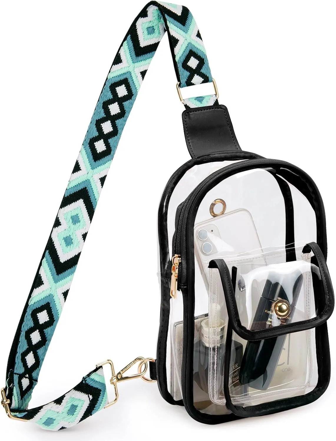 Stadium Approved Clear Crossbody Sling Bag – Transparent Purse for Concerts,Sports Events,Waterproof PVC Clear Bag