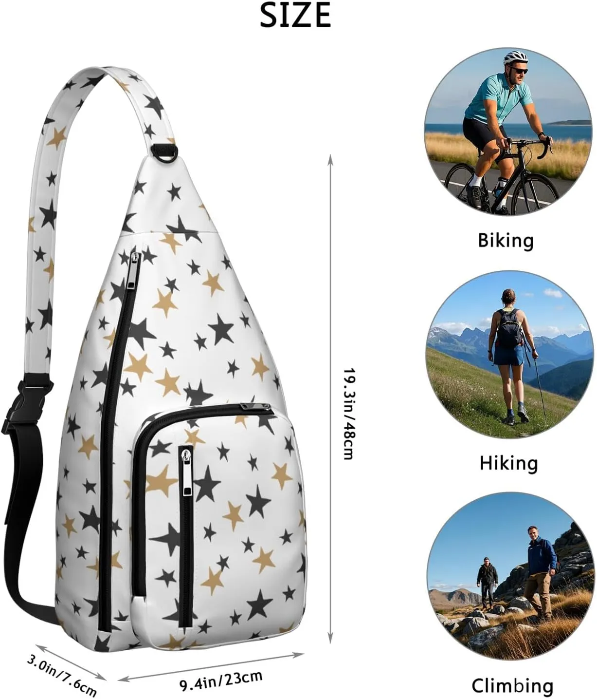 Star System Crossbody Bag Daypack for Women Men Lightweight Waterproof Sling Bag Backpack Hiking Cycling