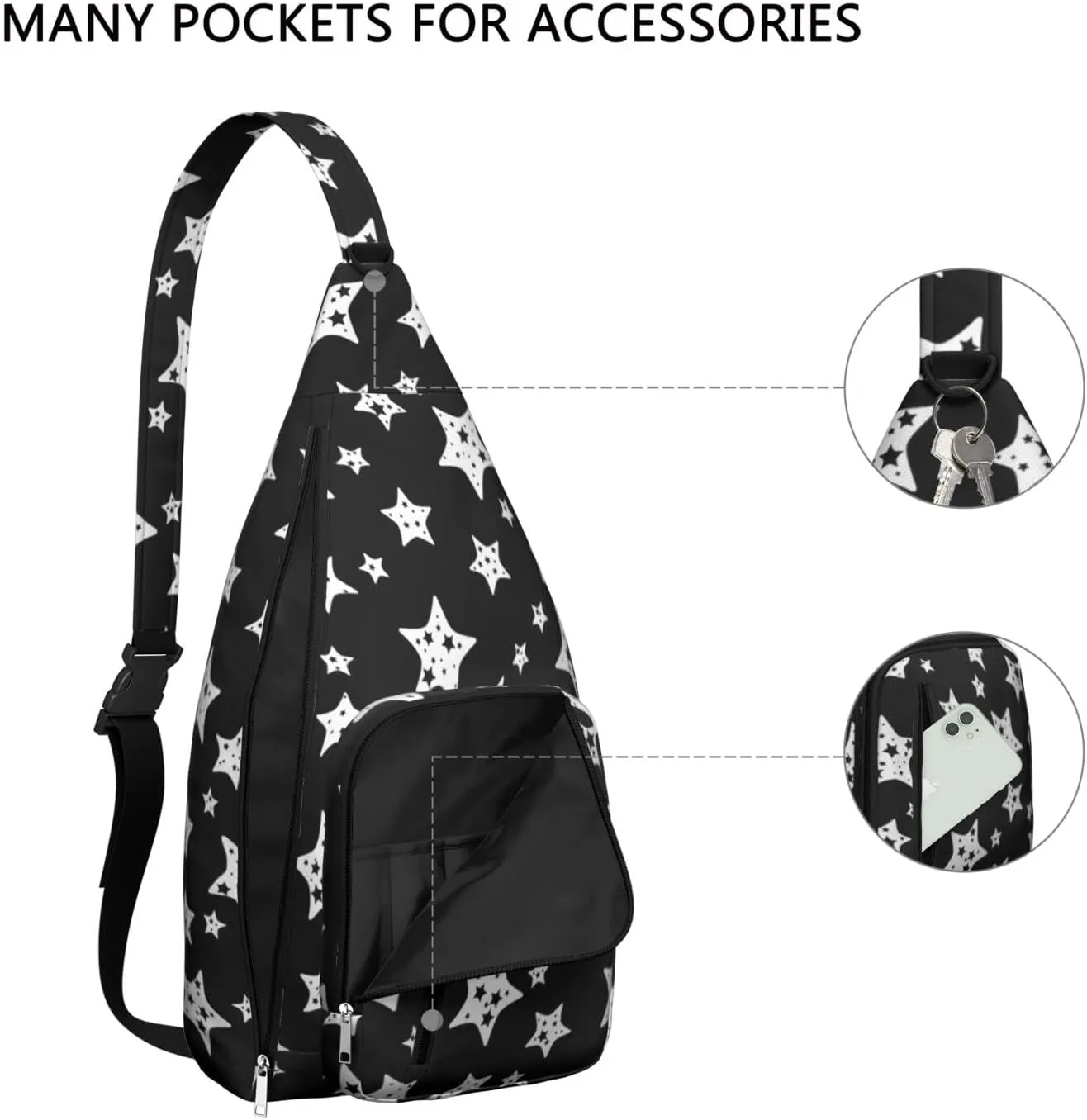 Star Tile Crossbody Bag Daypack for Women Men Lightweight Waterproof Sling Bag Backpack Hiking Cycling