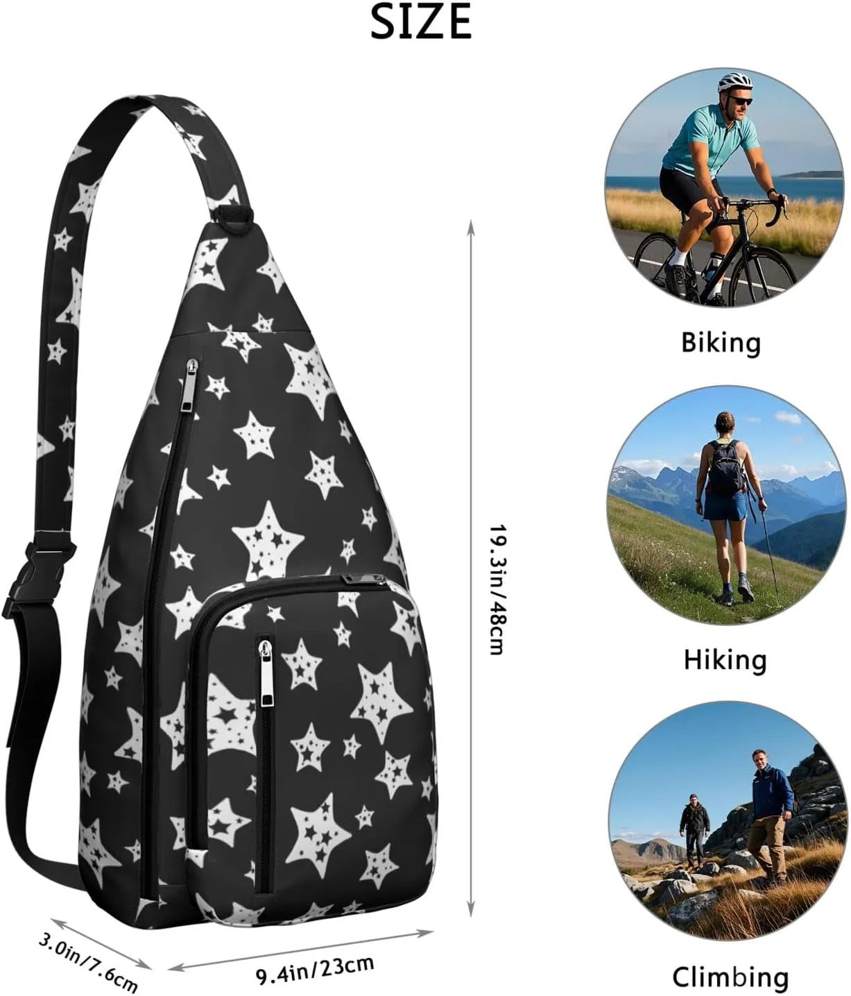Star Tile Crossbody Bag Daypack for Women Men Lightweight Waterproof Sling Bag Backpack Hiking Cycling