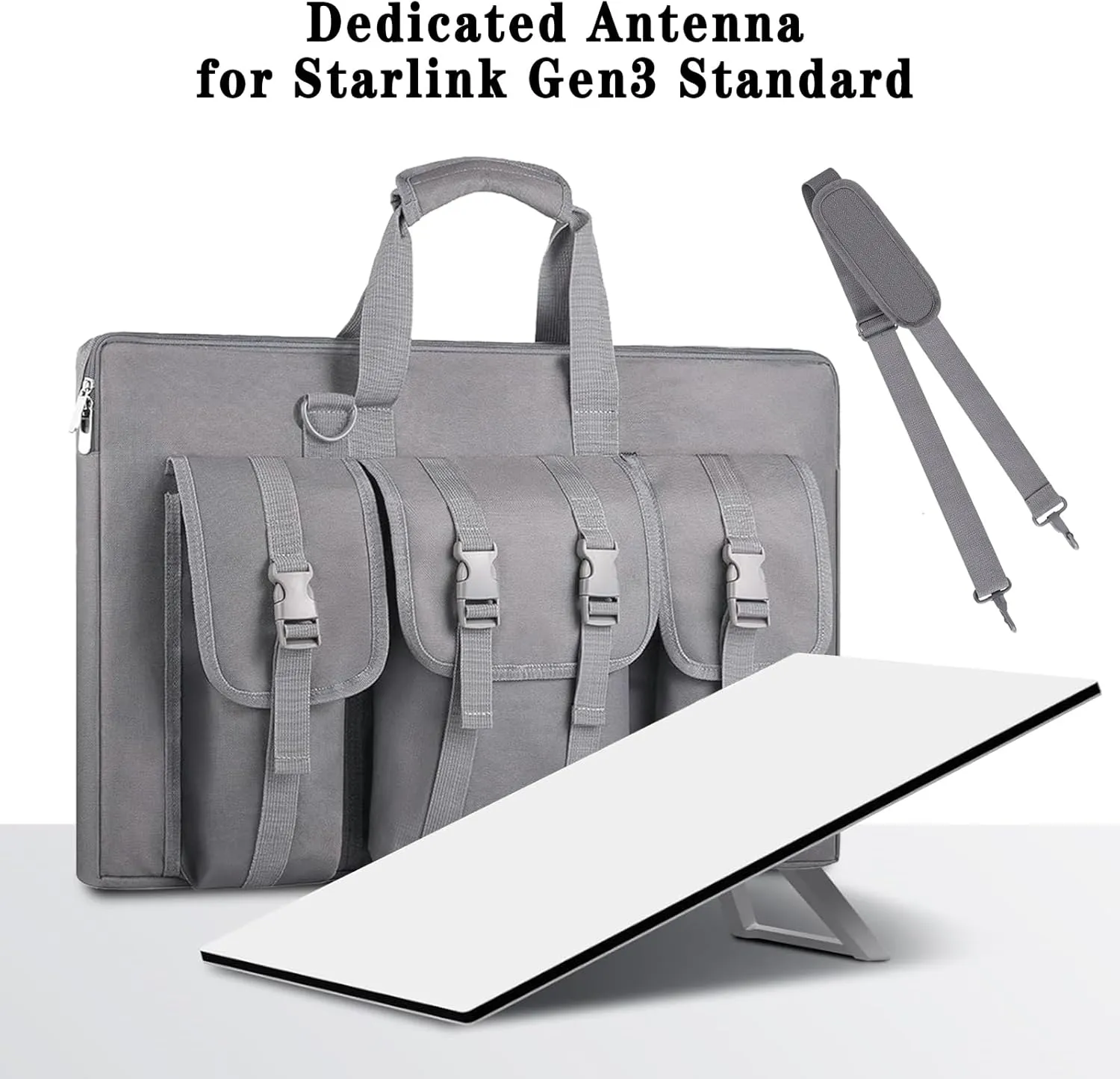 Starlink Gen 3 Satellite RV Carry Bag for Starlink V3 dish antenna and all accessories，Water-Resistant Dustproof Fabric large space，Easy to Carry for Outdoor RV Travel and Camping（Gen 3 Gray）