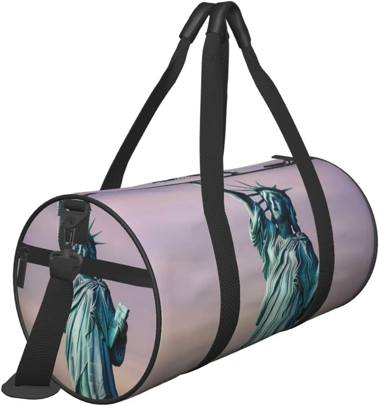 statue of liberty Printed Travel Bag,Round Personal Item Storage bag,Foldie Duffel Bag for Traveling Vacation,Fitness,Sports