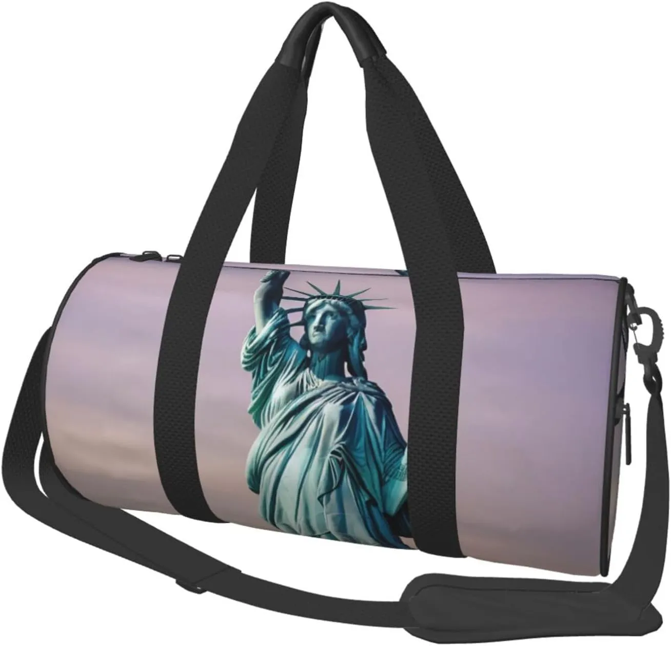 statue of liberty Printed Travel Bag,Round Personal Item Storage bag,Foldie Duffel Bag for Traveling Vacation,Fitness,Sports