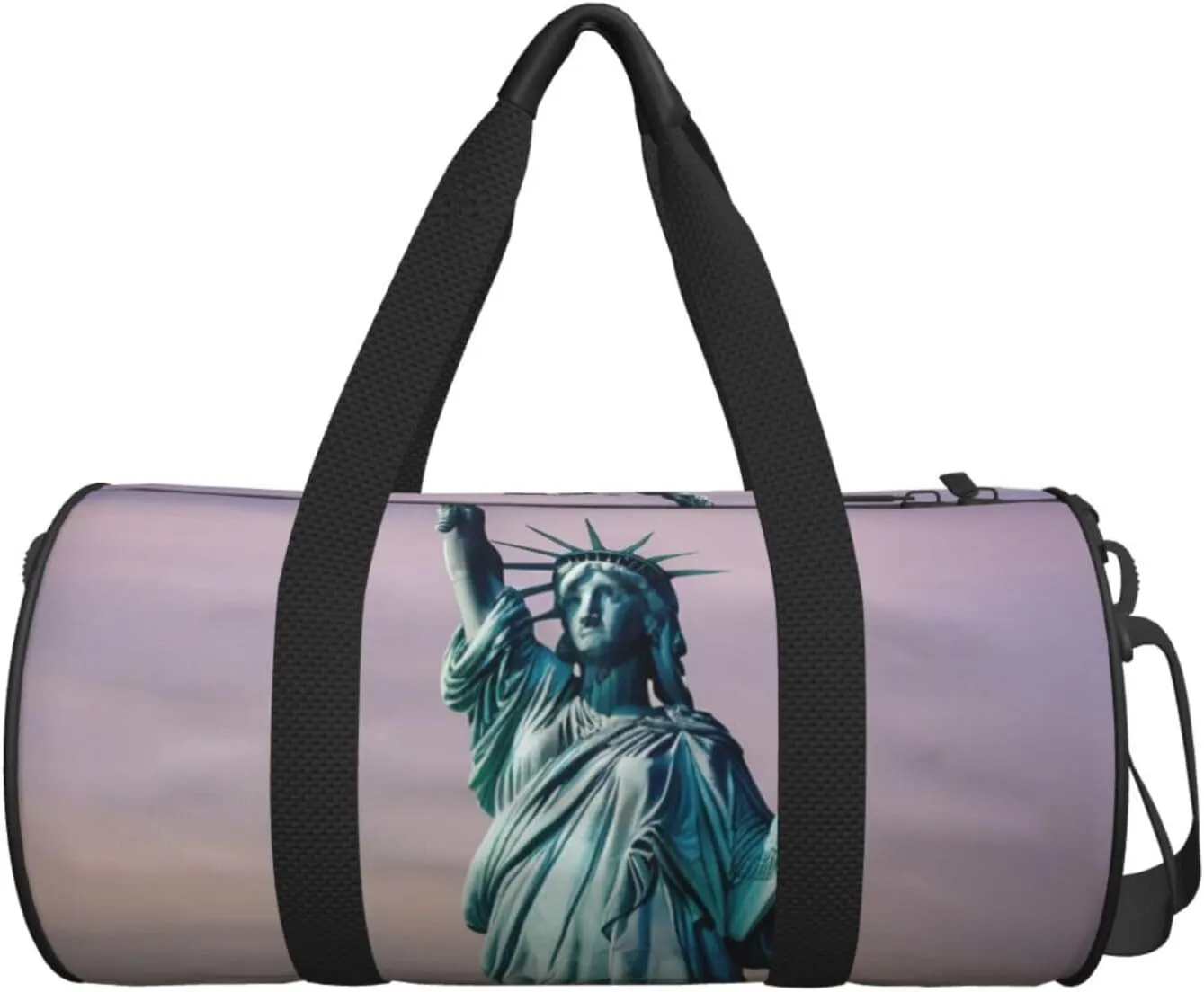 statue of liberty Printed Travel Bag,Round Personal Item Storage bag,Foldie Duffel Bag for Traveling Vacation,Fitness,Sports