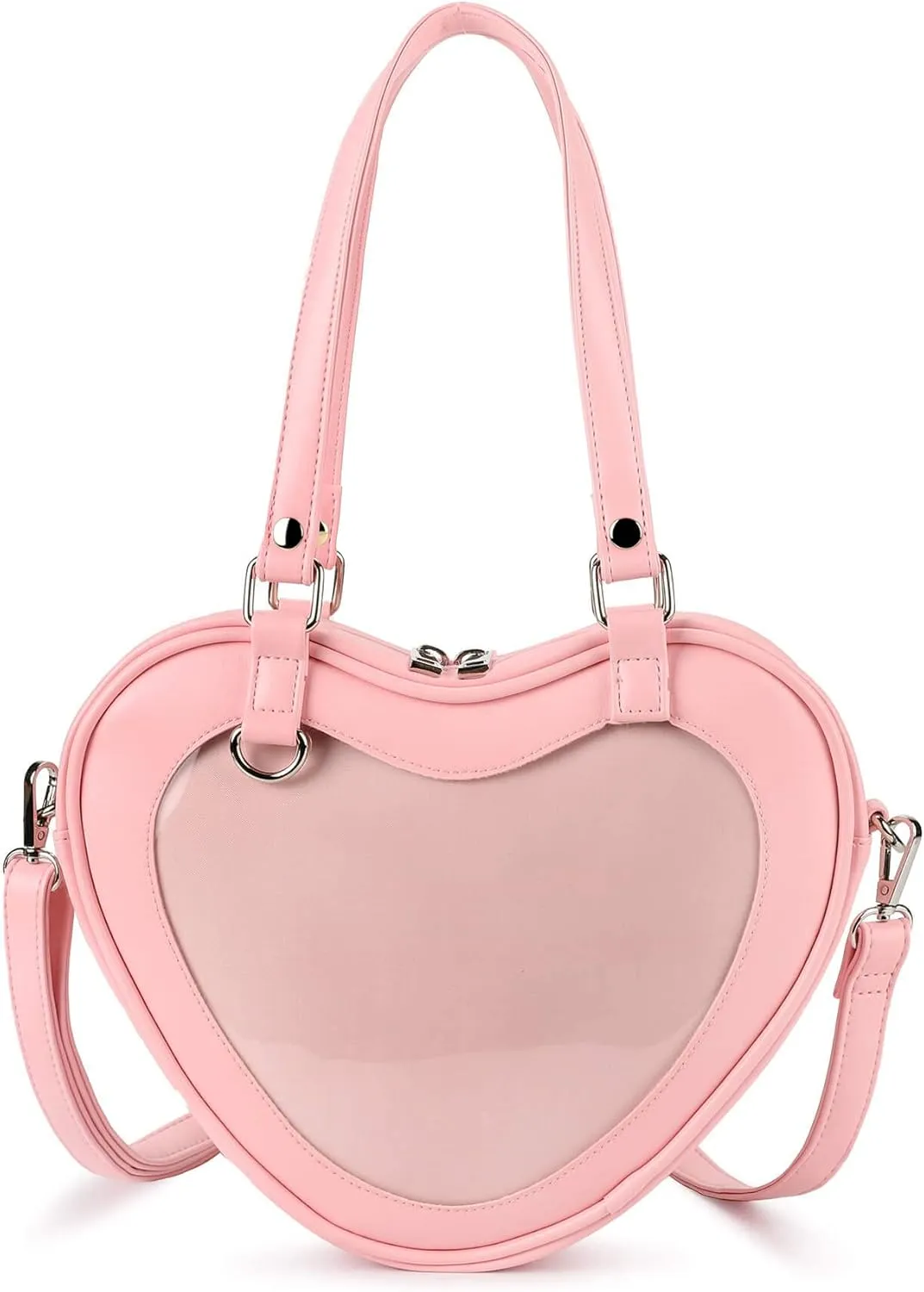 STEAMEDBUN Ita Bag Crossbody Heart Shaped Purse for Anime Pins Display