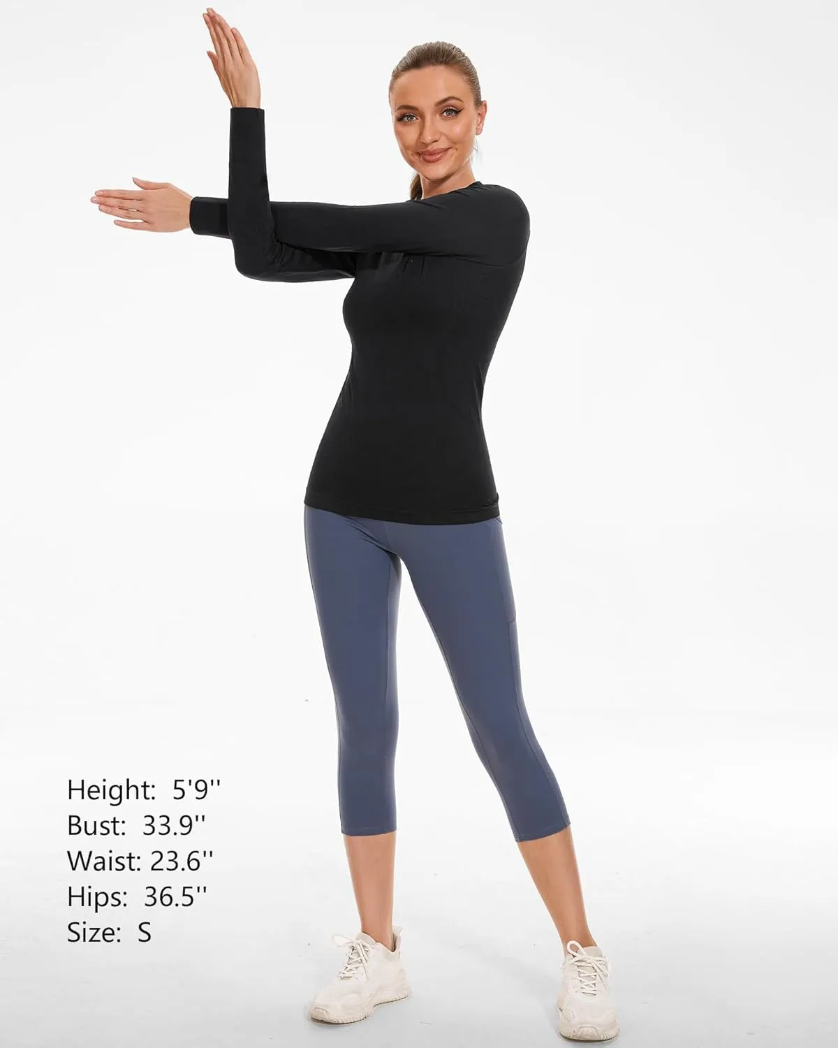 Stelle Women Workout Shirts Seamless Long Sleeve Yoga Tops with Thumb Holes for Sports Running Breathable Athletic Slim Fit