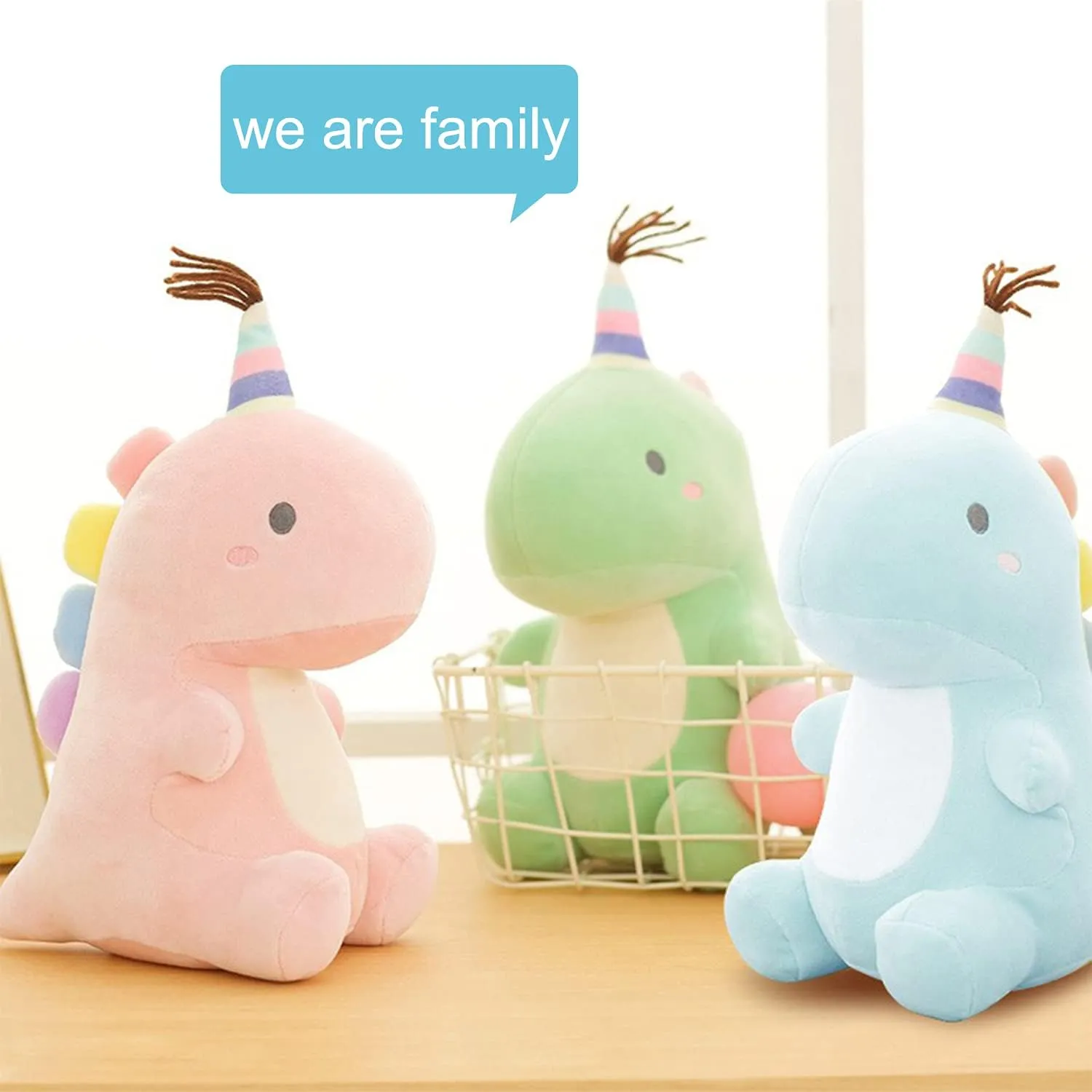Stuffed Animal Plush Toys, Cute Dinosaur Toy, Soft Dino Plushies for Kids Plush Doll Gifts for Boys Girls (Pink, 13.8 Inch)