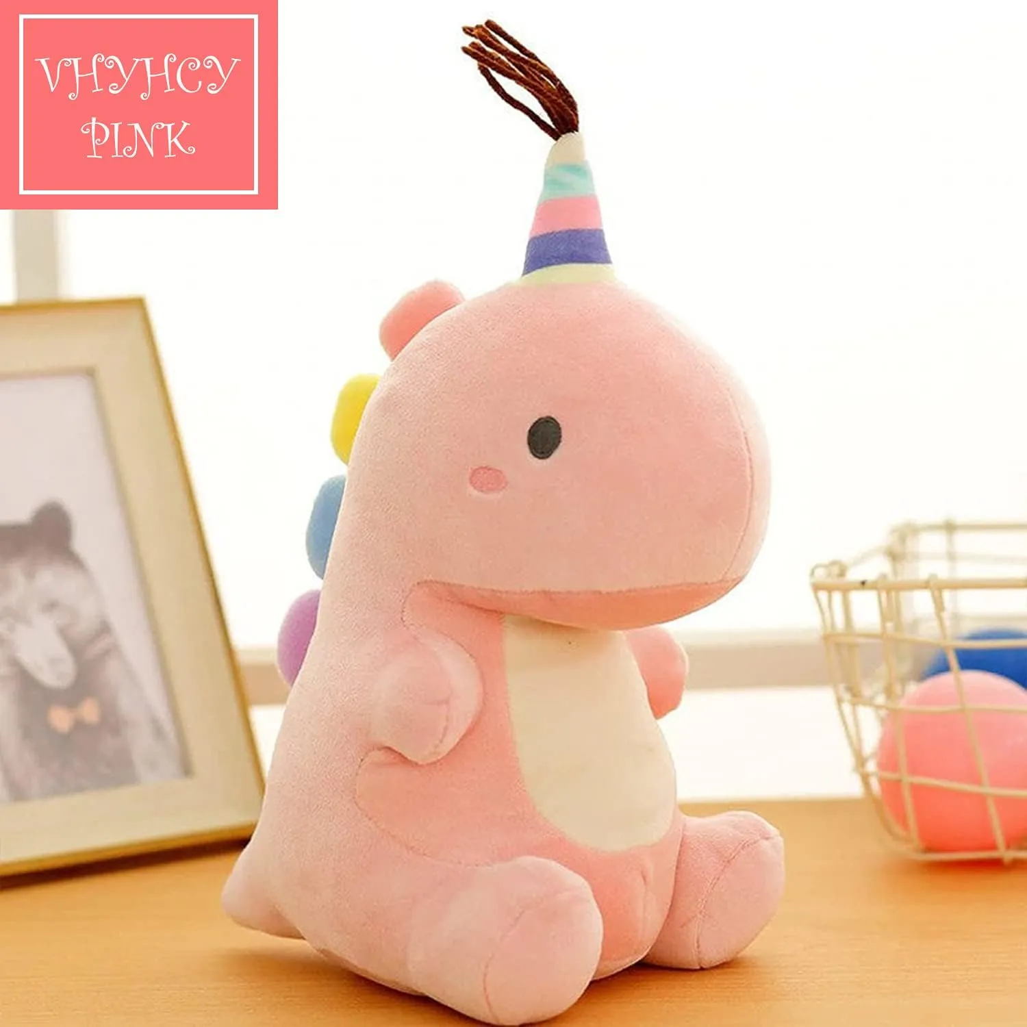 Stuffed Animal Plush Toys, Cute Dinosaur Toy, Soft Dino Plushies for Kids Plush Doll Gifts for Boys Girls (Pink, 13.8 Inch)