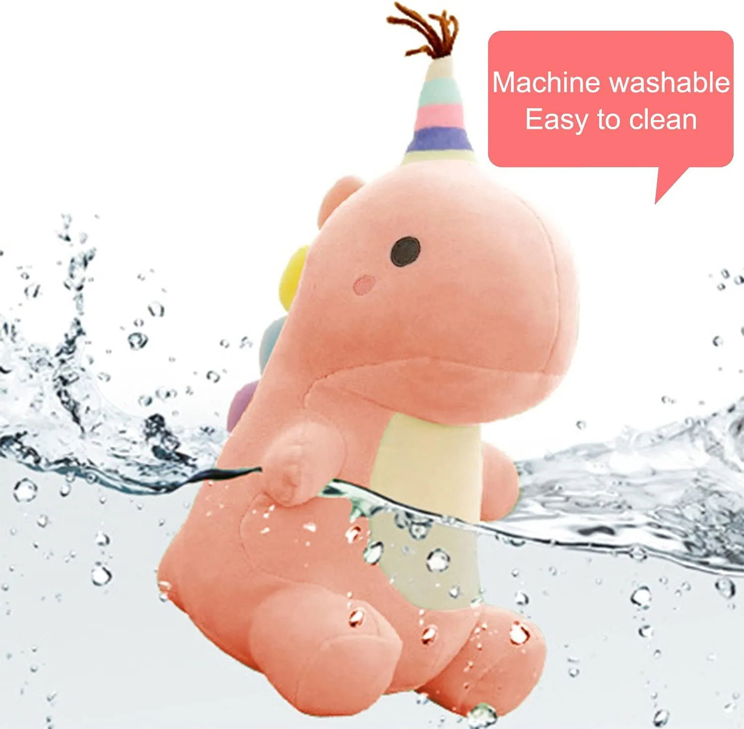 Stuffed Animal Plush Toys, Cute Dinosaur Toy, Soft Dino Plushies for Kids Plush Doll Gifts for Boys Girls (Pink, 13.8 Inch)