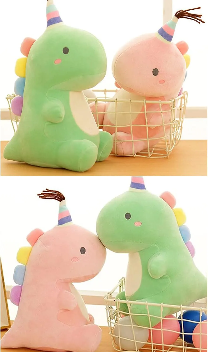 Stuffed Animal Plush Toys, Cute Dinosaur Toy, Soft Dino Plushies for Kids Plush Doll Gifts for Boys Girls (Pink, 13.8 Inch)