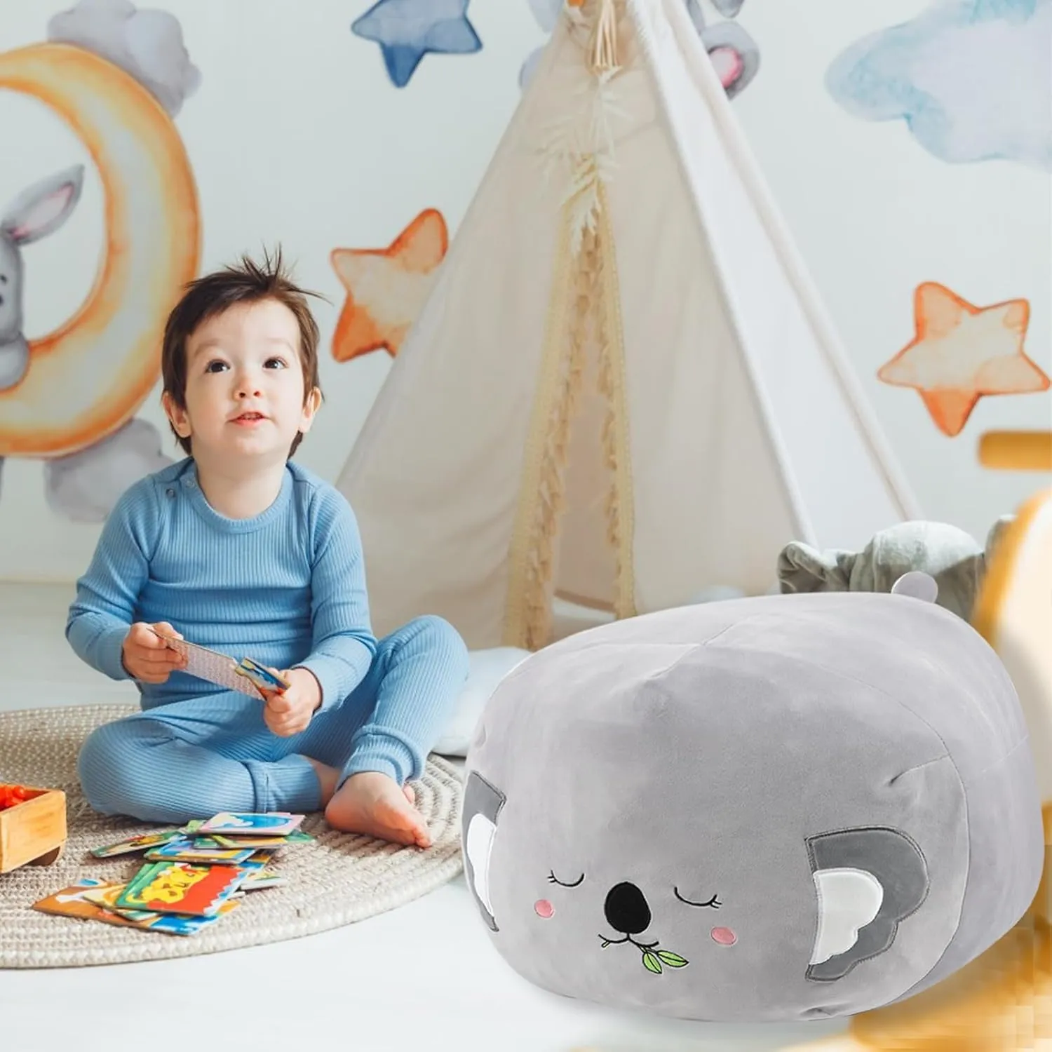 Stuffed Animal Storage Bean Bag Chair Cover for Cute Koala Large Beanbag Bedroom Décor Organizer Cover, No Beans
