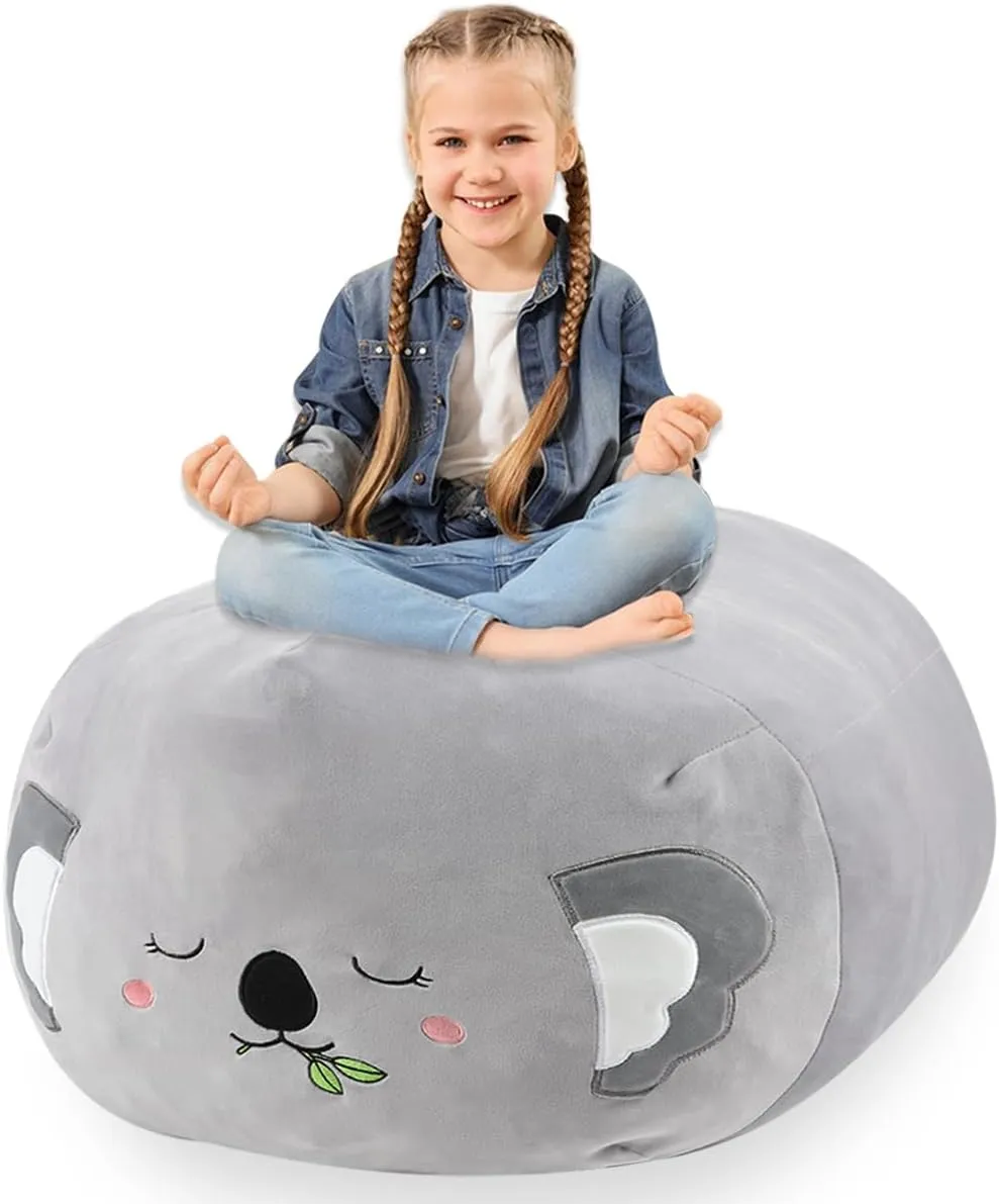 Stuffed Animal Storage Bean Bag Chair Cover for Cute Koala Large Beanbag Bedroom Décor Organizer Cover, No Beans