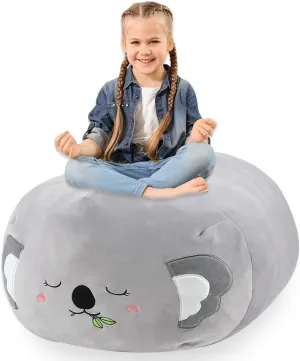 Stuffed Animal Storage Bean Bag Chair Cover for Cute Koala Large Beanbag Bedroom Décor Organizer Cover, No Beans