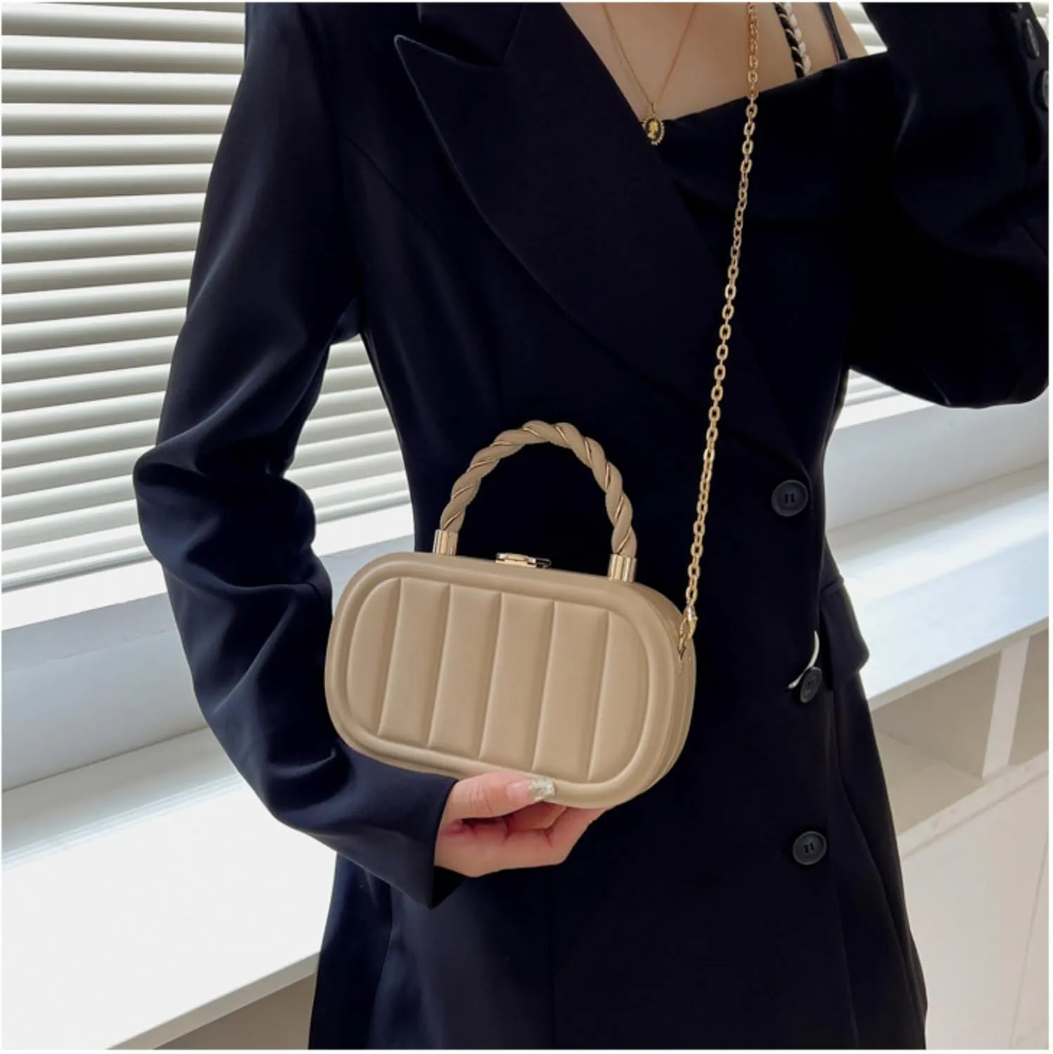 Stylish Minimalist Box Bag - Chain Shoulder & Crossbody Purse,Large Capacity & Quality Hardware,Gift for Christmas