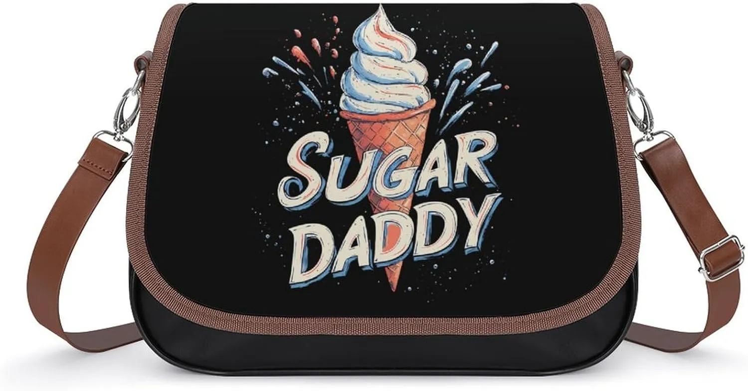 Sugar Daddy Ice Cream Cone Crossbody Bags for Women Shoulder Bag Flap Handbags Leather Cross Body Purse