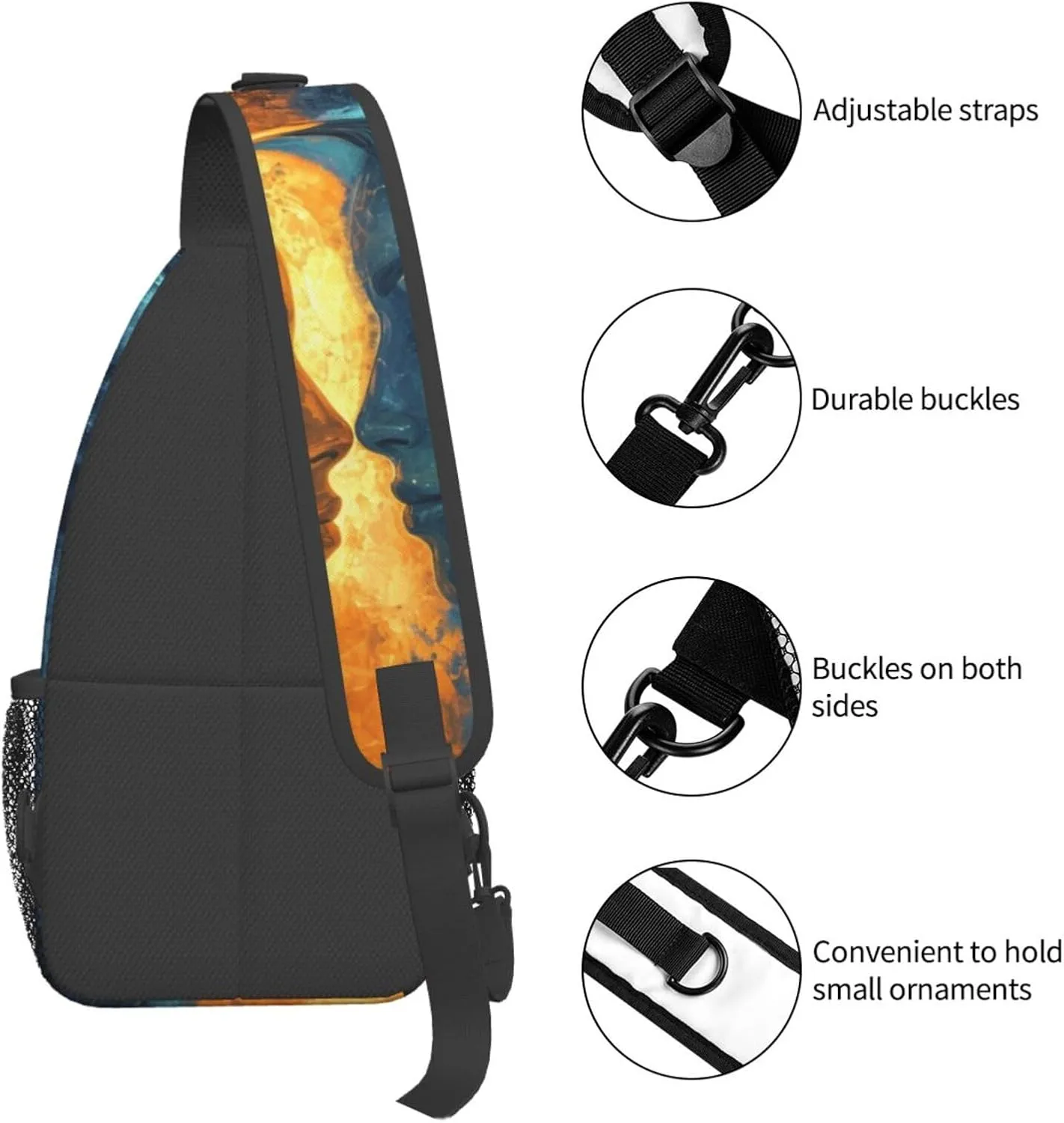 Sun Moon Stars Sling Backpack Hiking Backpack Crossbody Bag Sports Lightweight And waterproof Chest Bag Shoulder Bag For Women Men