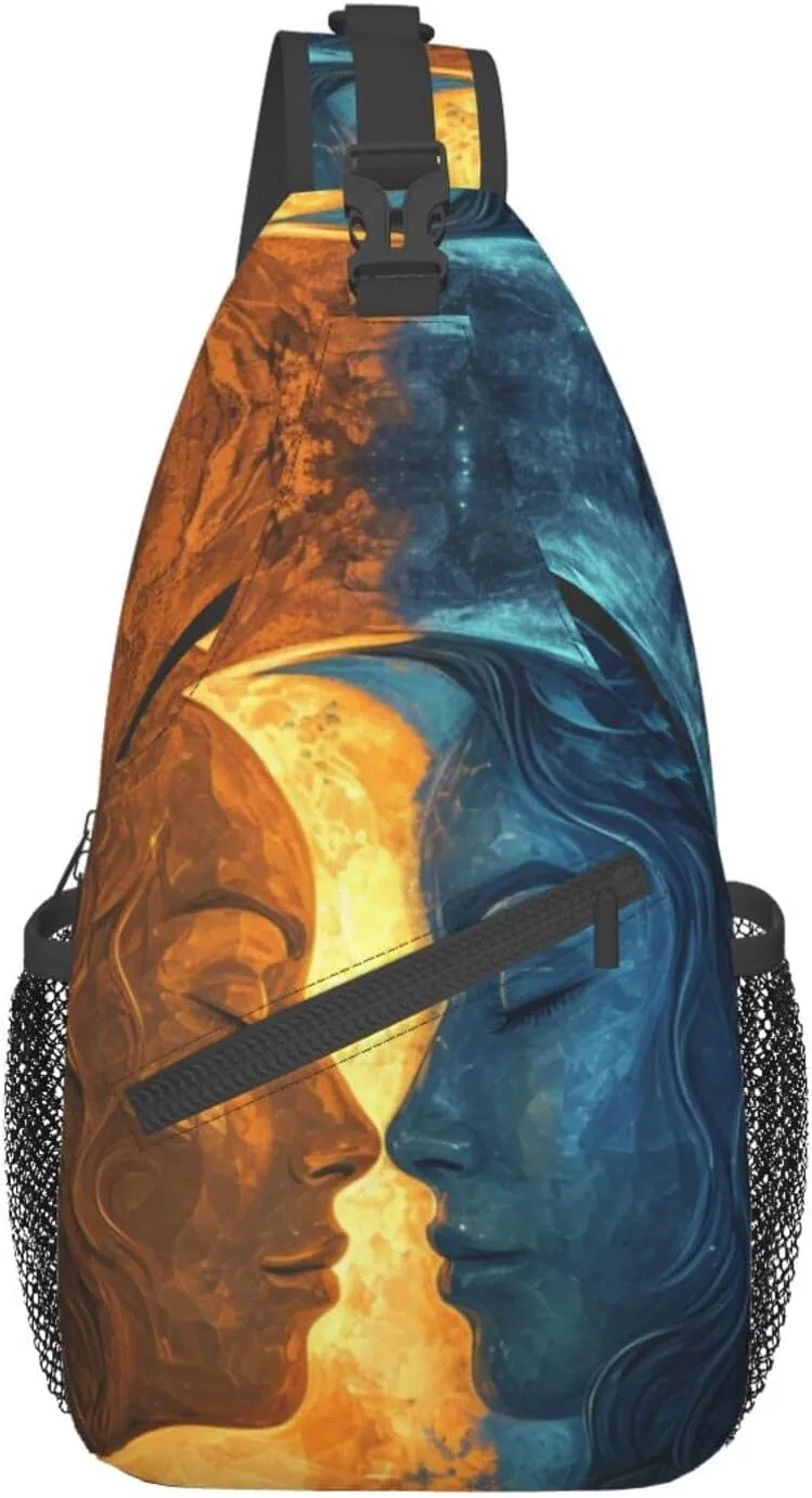 Sun Moon Stars Sling Backpack Hiking Backpack Crossbody Bag Sports Lightweight And waterproof Chest Bag Shoulder Bag For Women Men